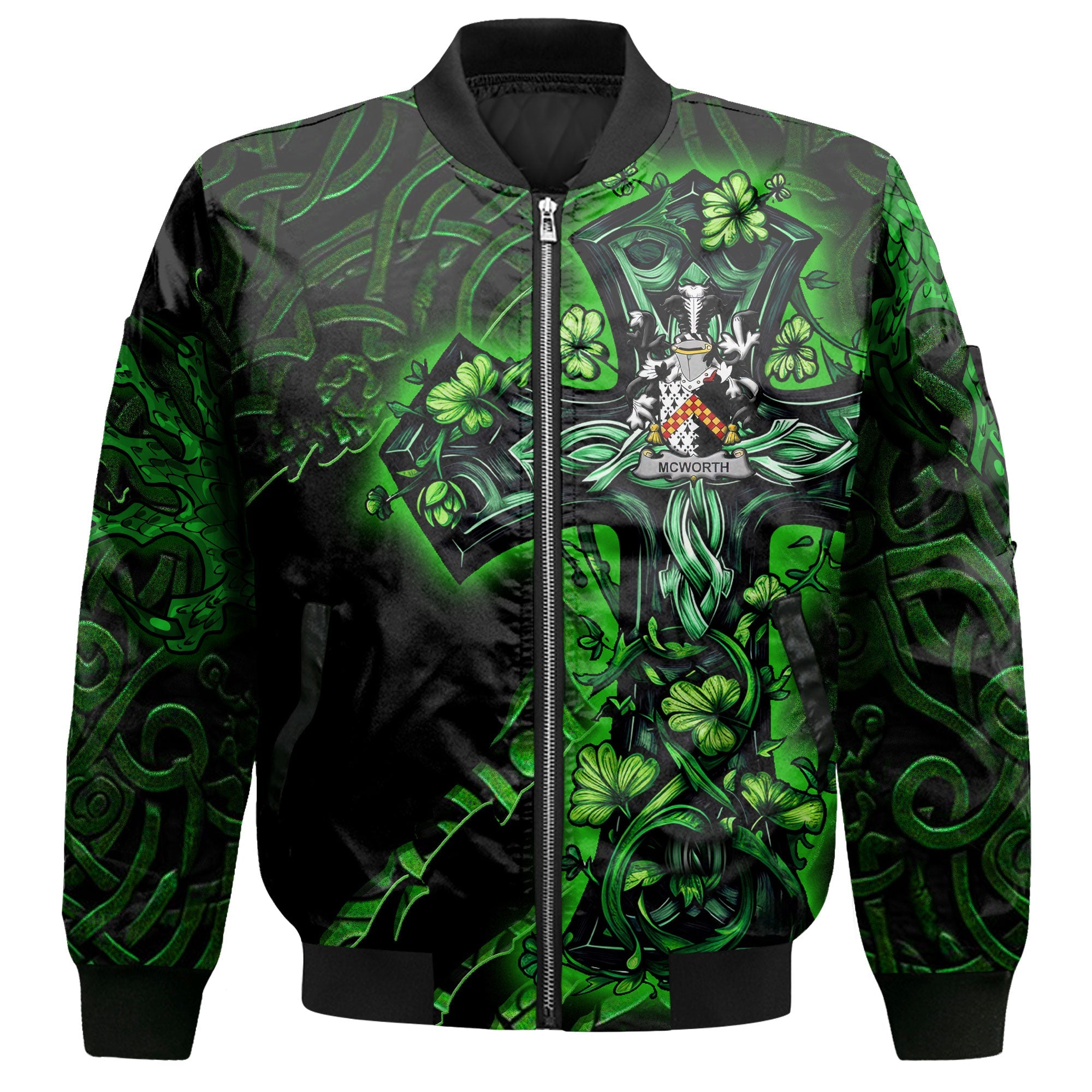 McWorth or MacWorth Bomber Jackets Celtic Cross And Dragon Style