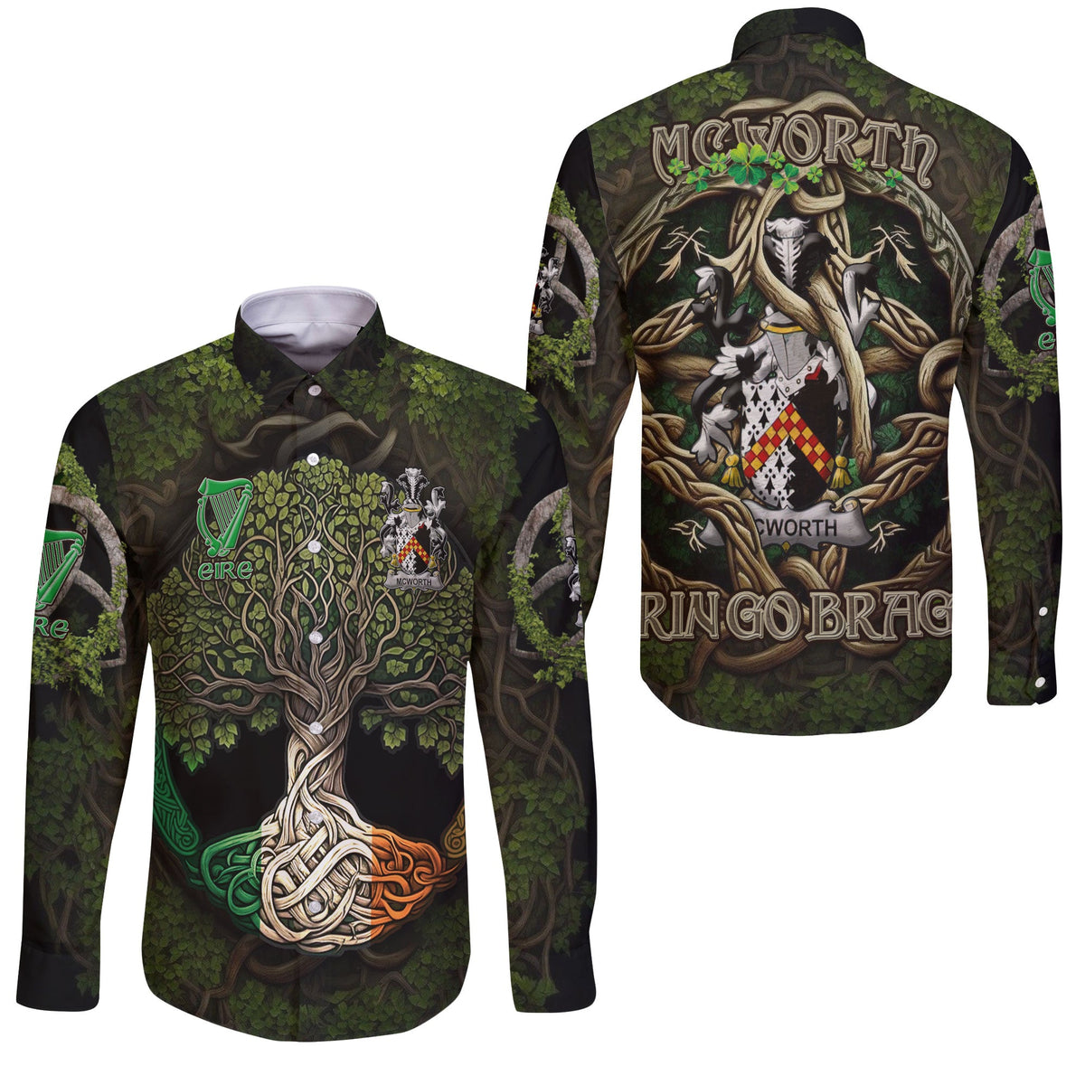 McWorth or MacWorth Long Sleeve Button Shirts Ireland Is My Root Style