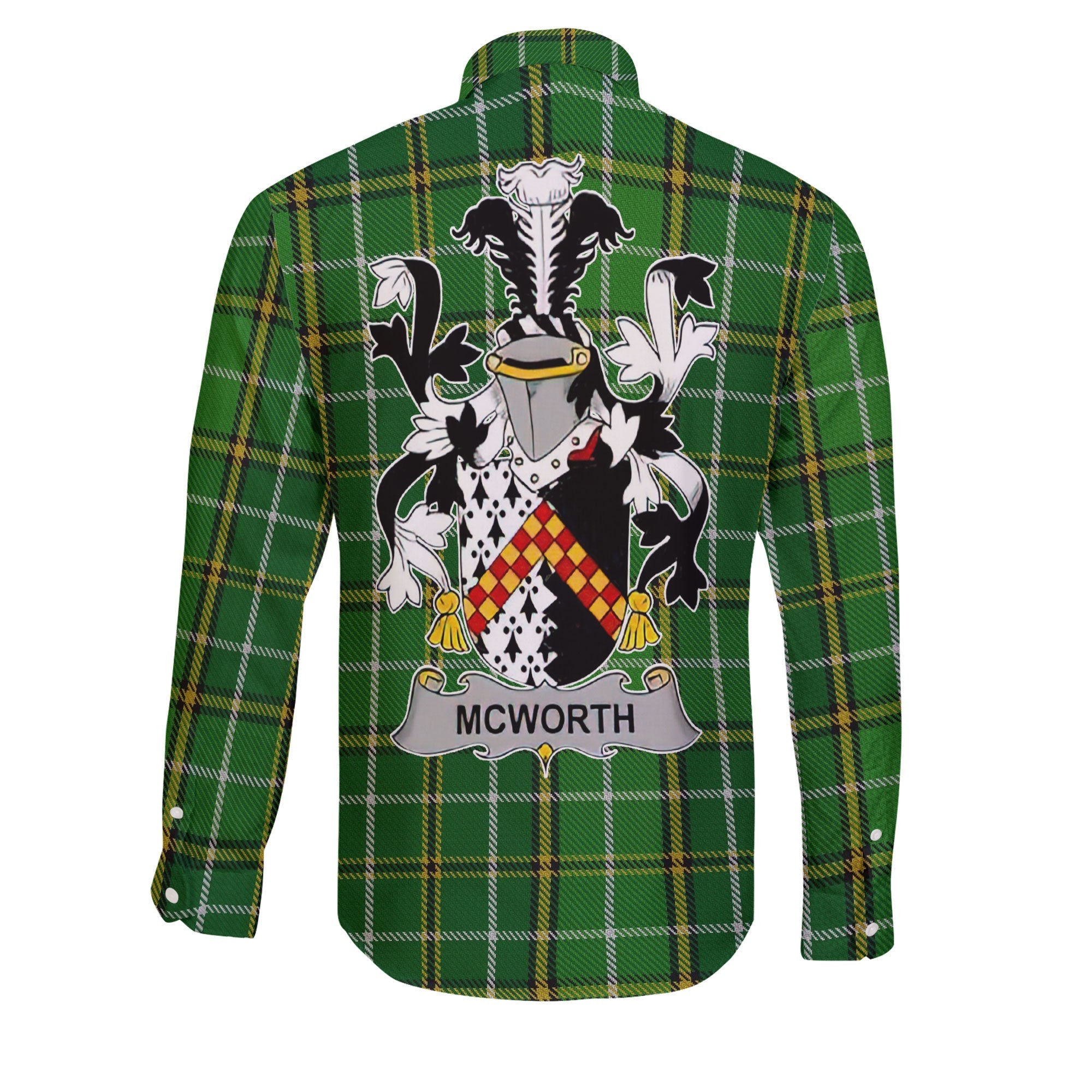 McWorth or MacWorth Long Sleeve Button Shirts Crest And National Plaid Style