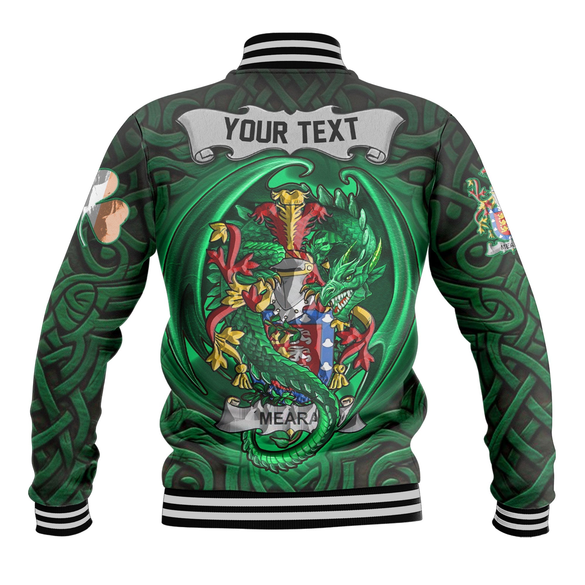 Meara or O Mara Baseball Jackets The Green Dragon Of Ireland Style