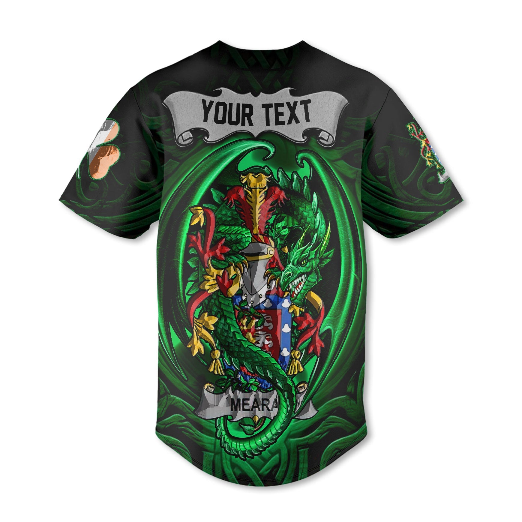 Meara or O Mara Baseball Jerseys The Green Dragon Of Ireland Style