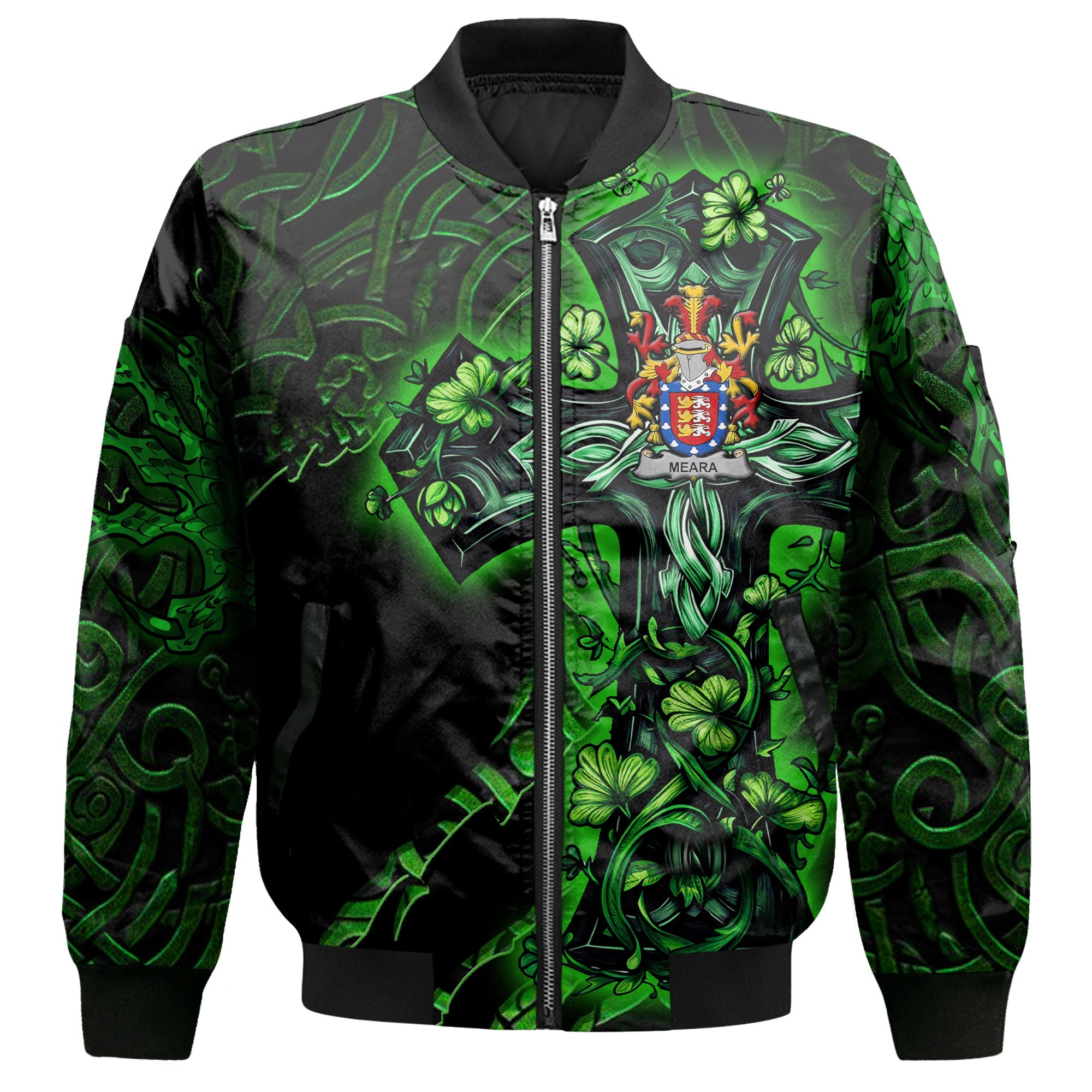 Meara or O Mara Bomber Jackets Celtic Cross And Dragon Style