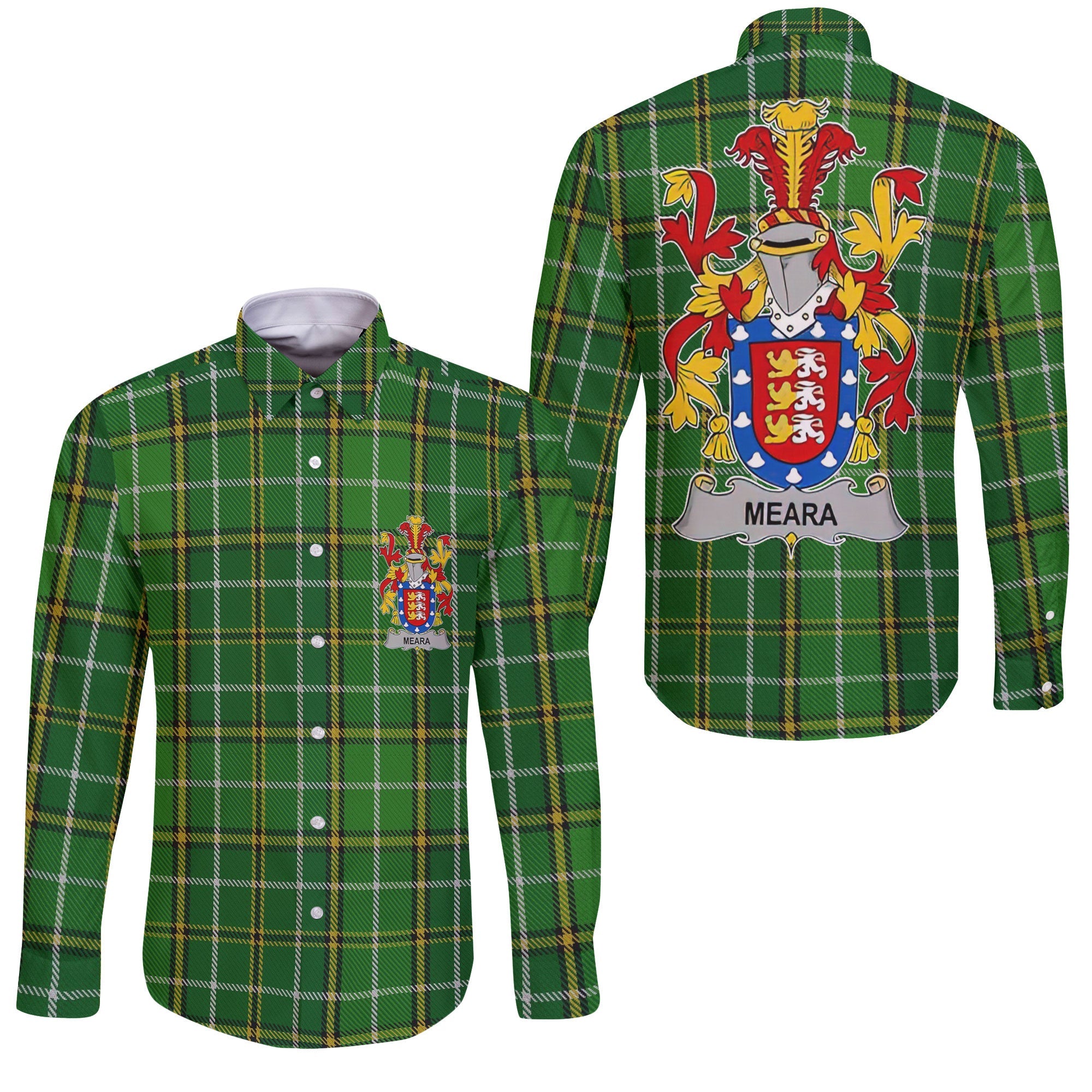 Meara or O Mara Long Sleeve Button Shirts Crest And National Plaid Style