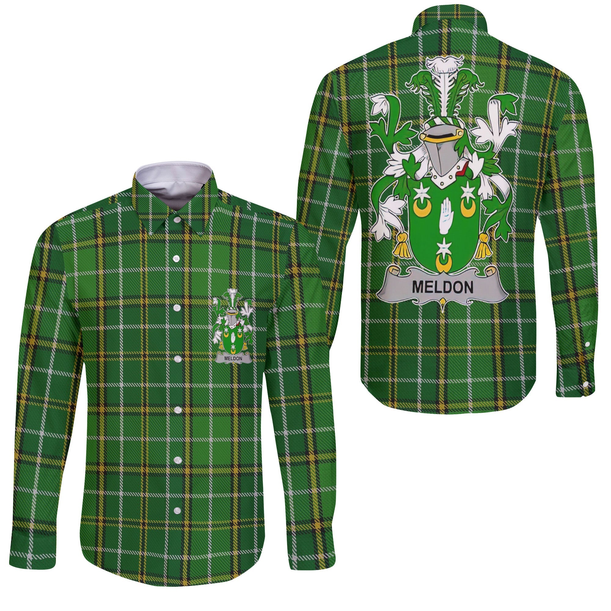 Meldon or Muldoon Long Sleeve Button Shirts Crest And National Plaid Style