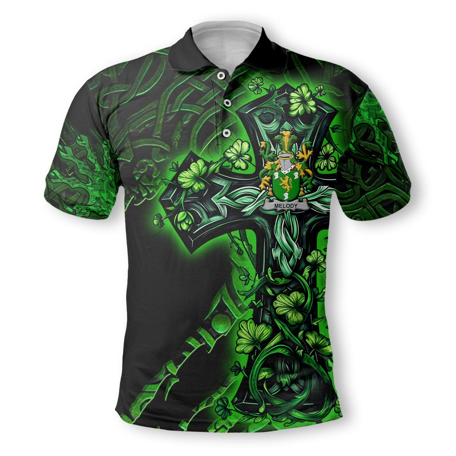 Melody or O Moledy Polo Shirts Celtic Cross And Dragon Style