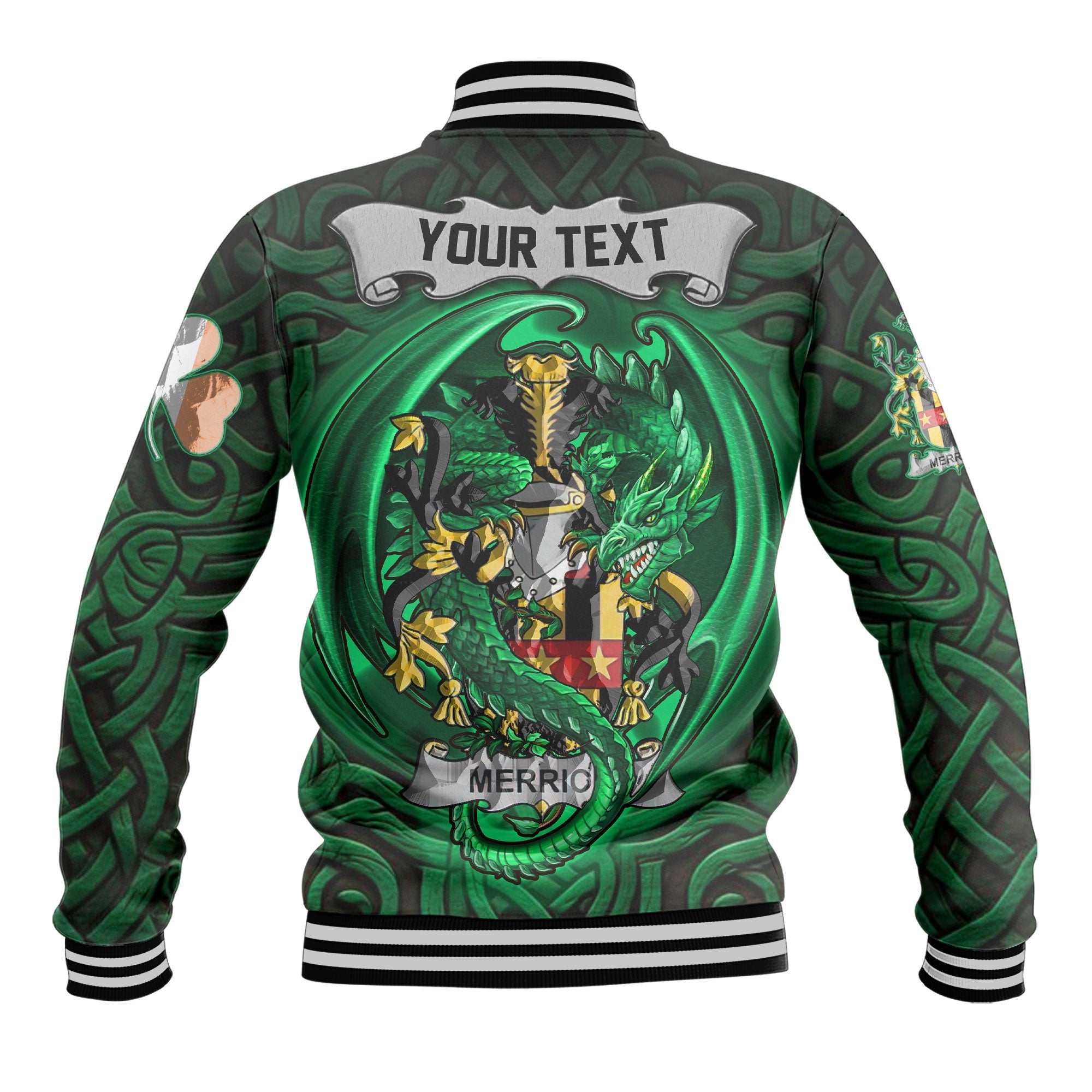 Merrick or Meyrick Baseball Jackets The Green Dragon Of Ireland Style