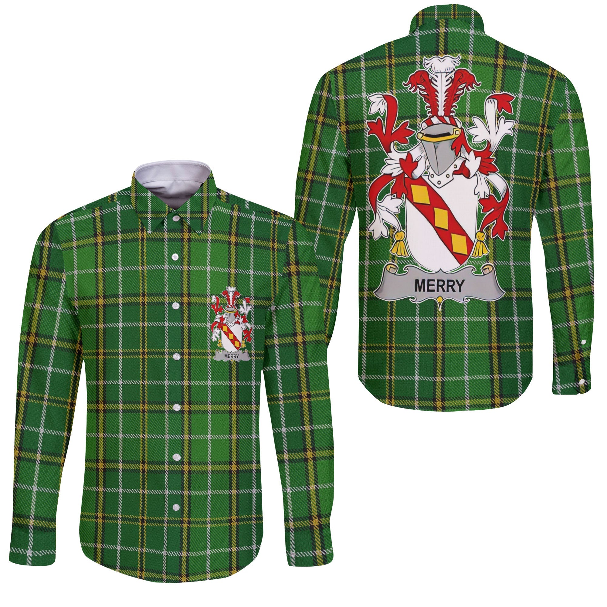 Merry or O Merry Long Sleeve Button Shirts Crest And National Plaid Style