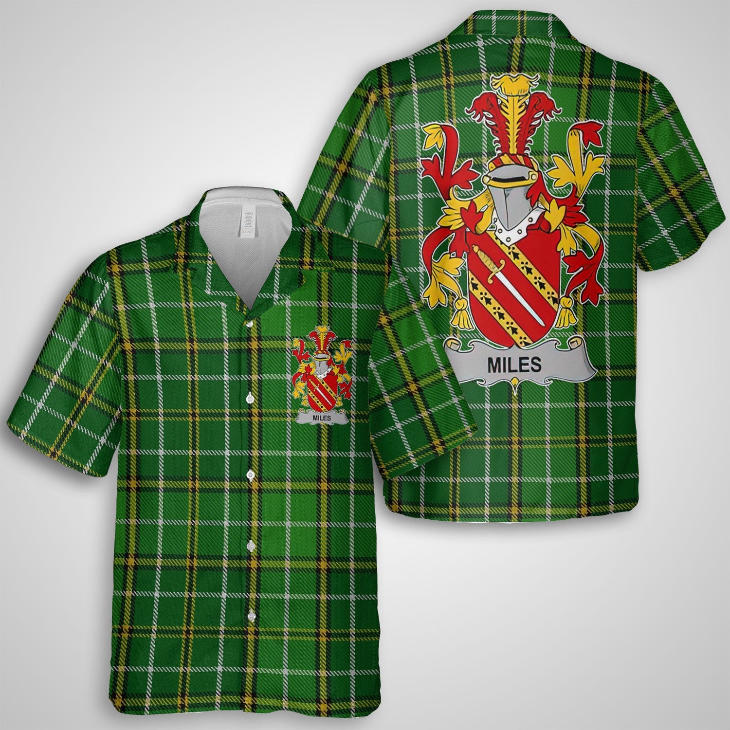 Miles or Moyles Hawaiian Shirts Crest And National Plaid Style