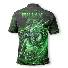 Milley or O Millea Polo Shirts Celtic Cross And Dragon Style