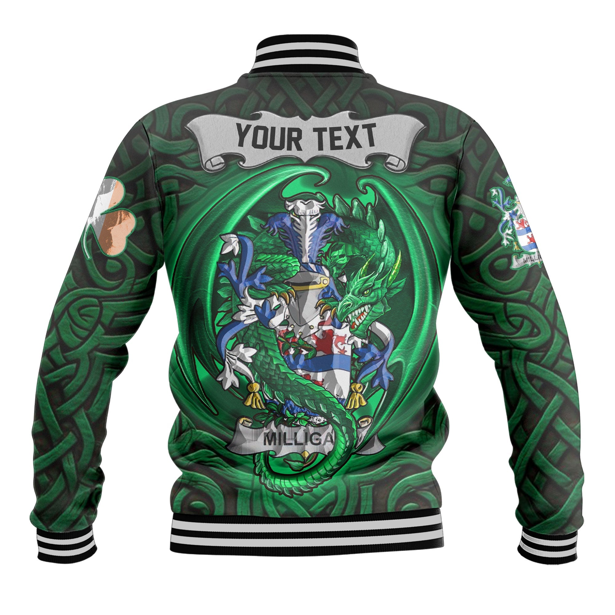 Milligan Baseball Jackets The Green Dragon Of Ireland Style