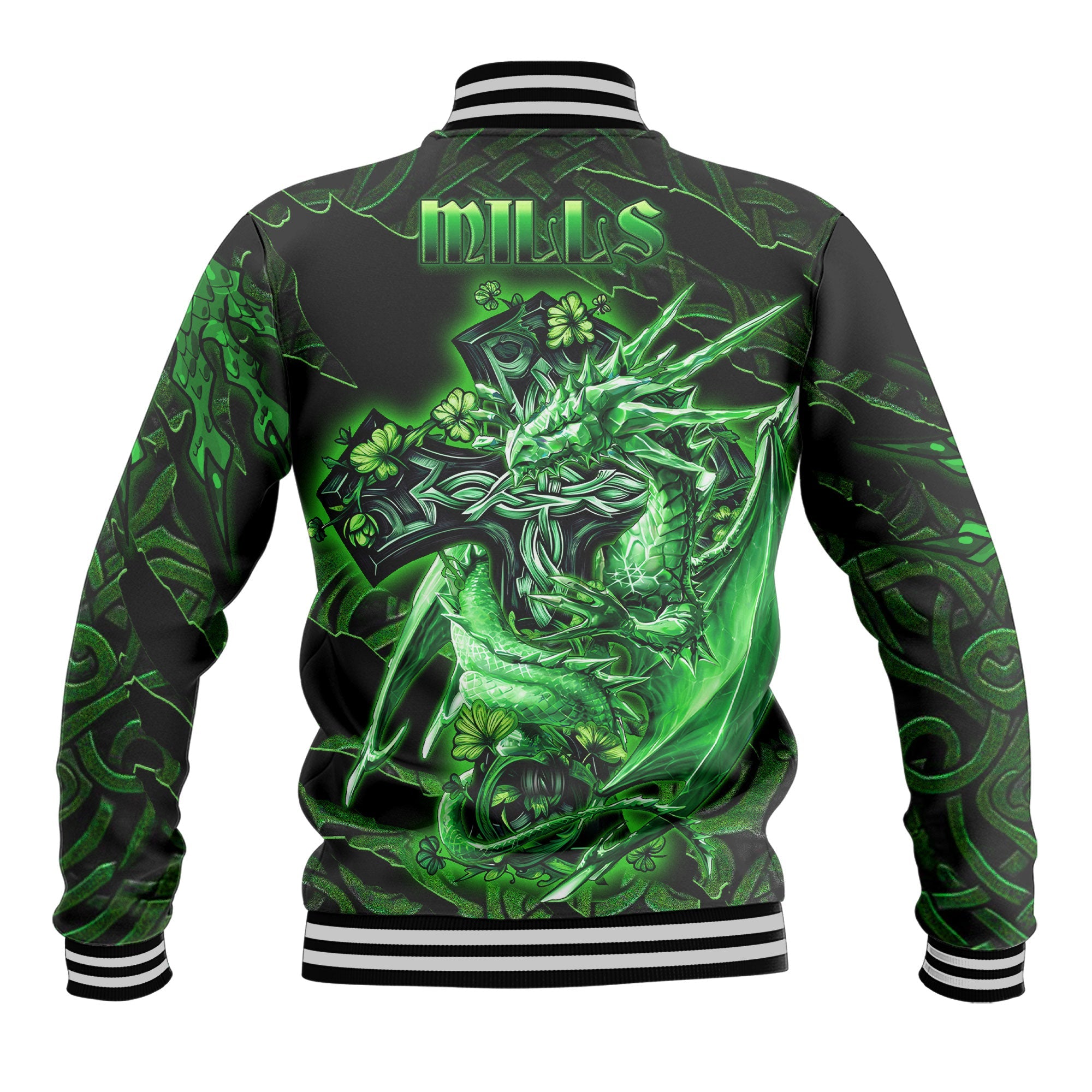 Mills Baseball Jackets Celtic Cross And Dragon Style