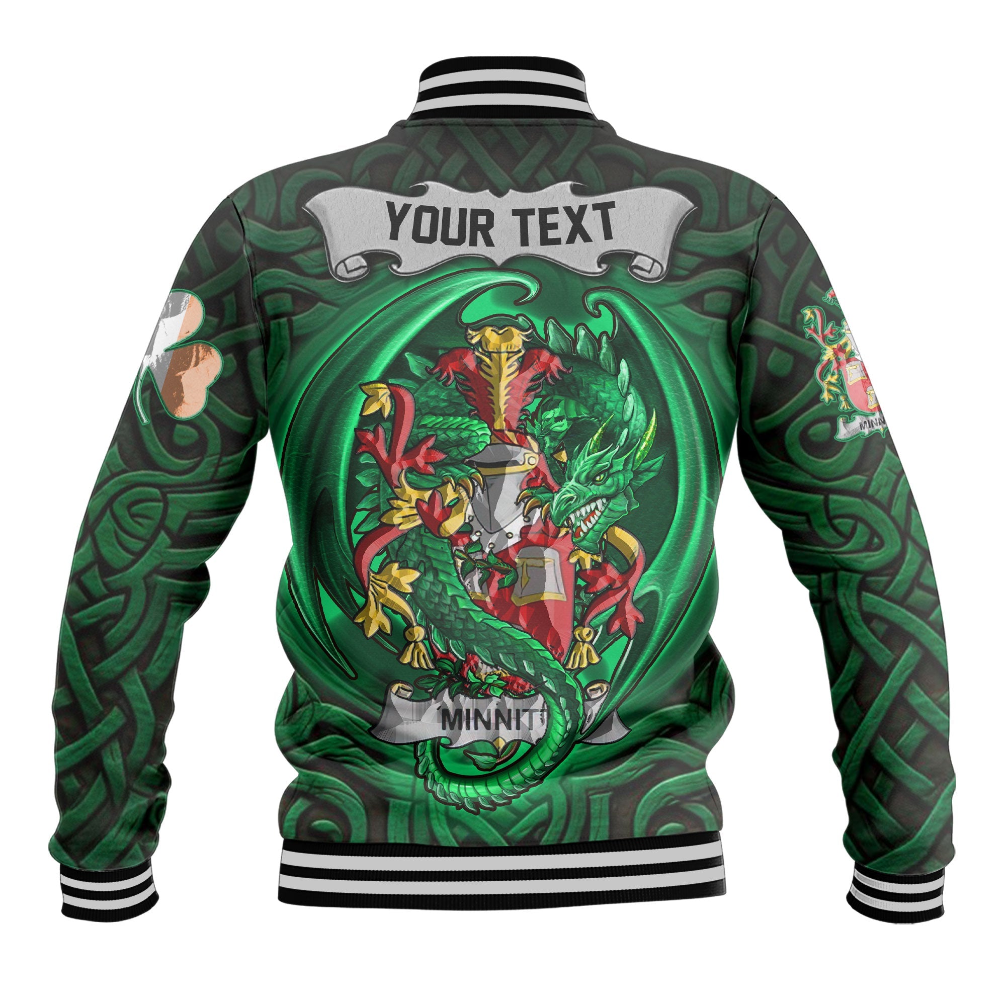 Minnitt Baseball Jackets The Green Dragon Of Ireland Style