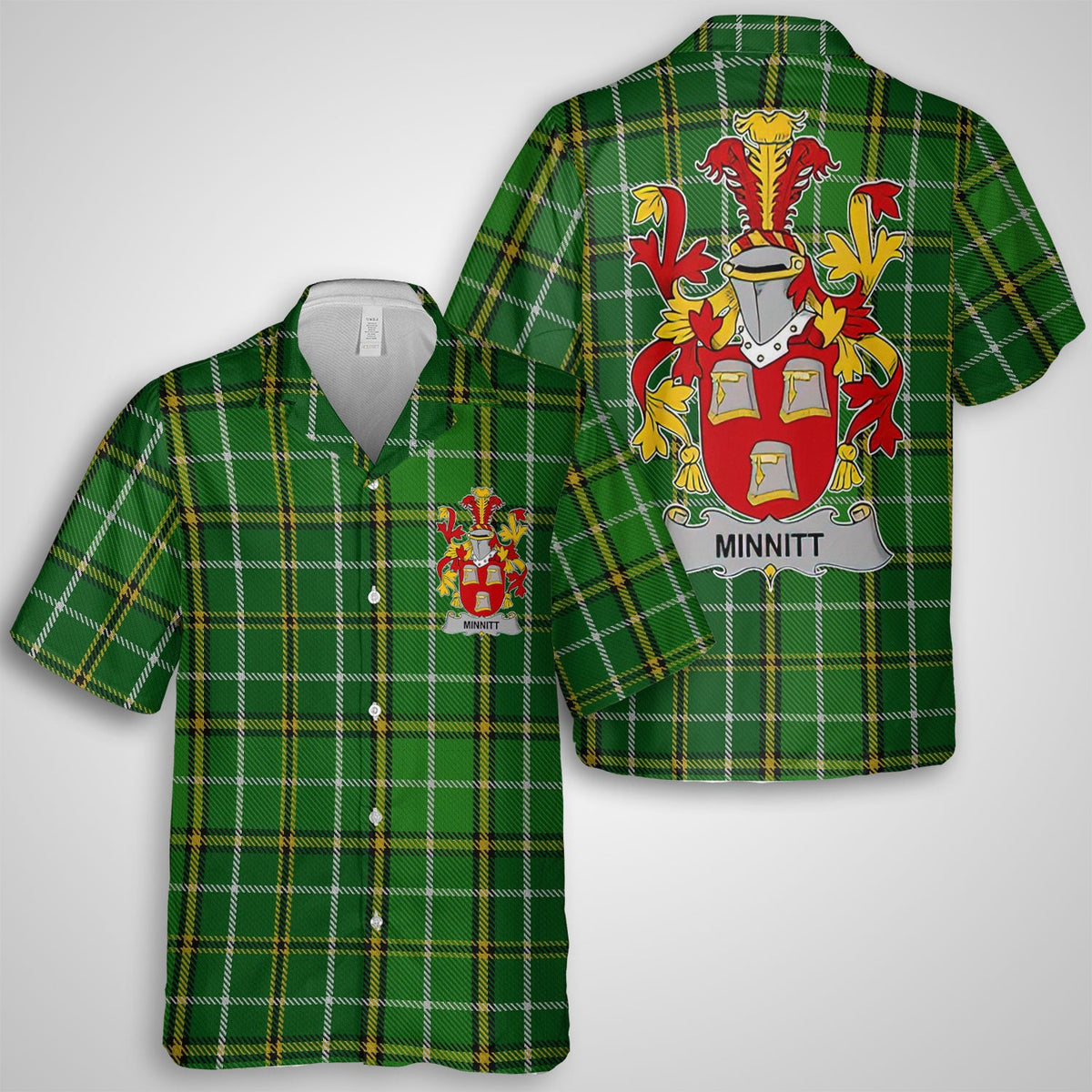 Minnitt Hawaiian Shirts Crest And National Plaid Style