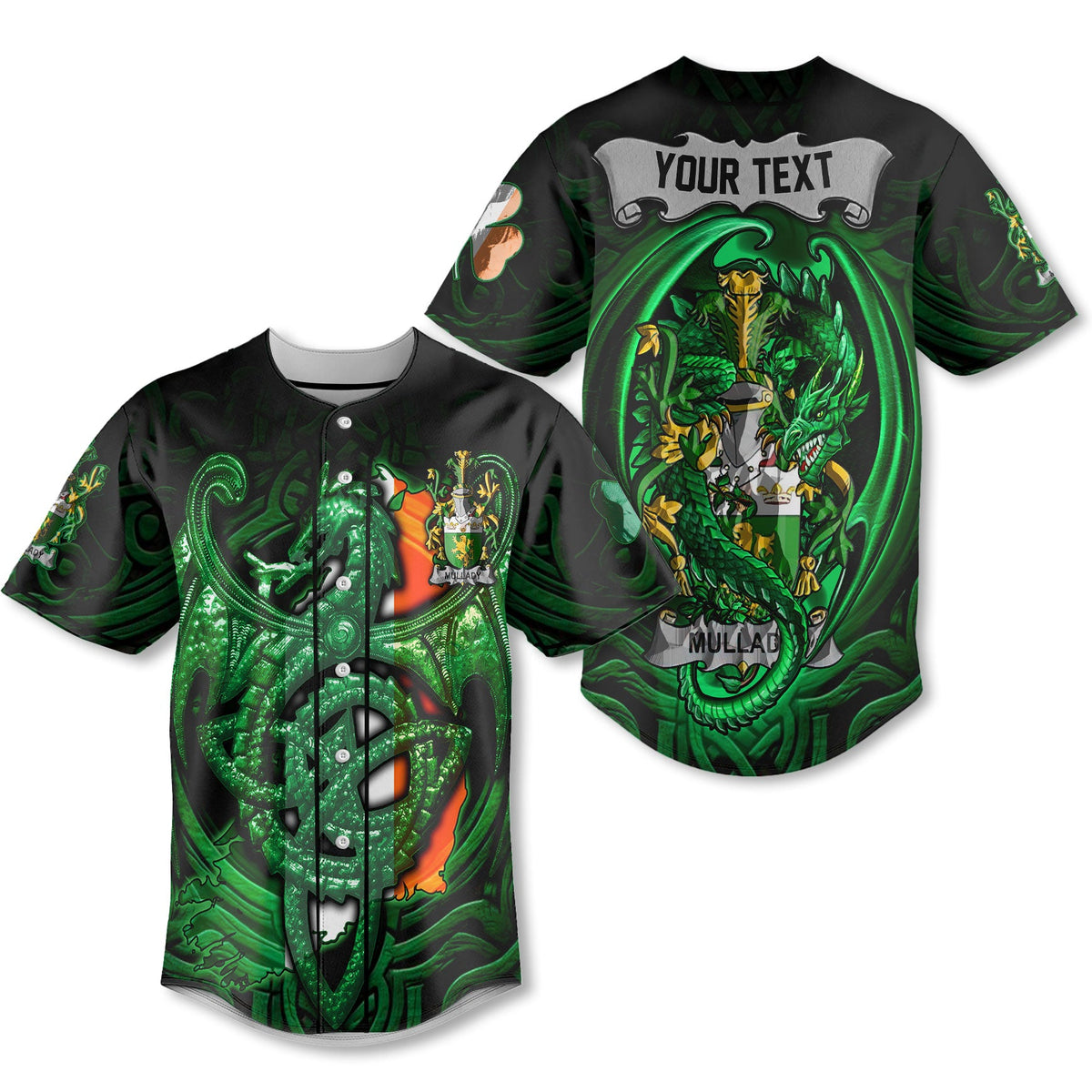 Mullady or O Mullady Baseball Jerseys The Green Dragon Of Ireland Style