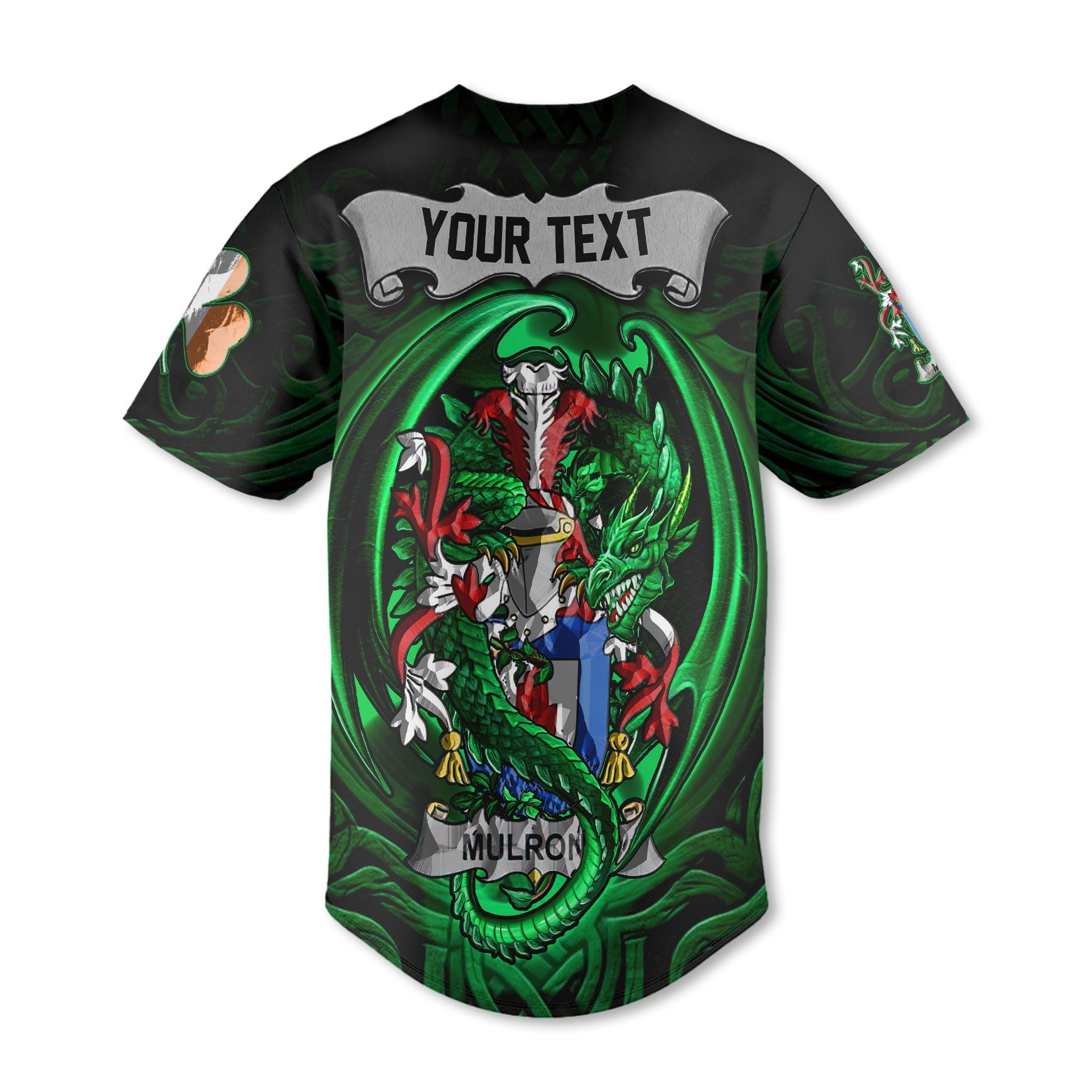 Mulrony or O Mulroney Baseball Jerseys The Green Dragon Of Ireland Style