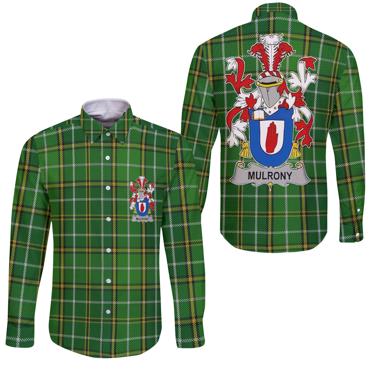 Mulrony or O Mulroney Long Sleeve Button Shirts Crest And National Plaid Style