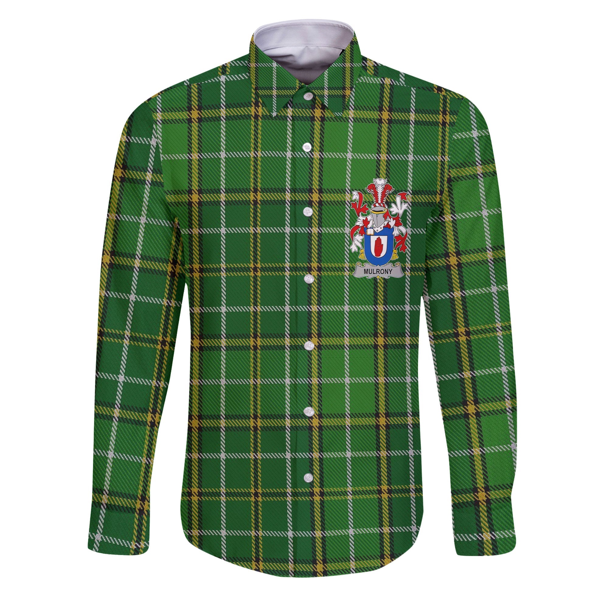 Mulrony or O Mulroney Long Sleeve Button Shirts Crest And National Plaid Style