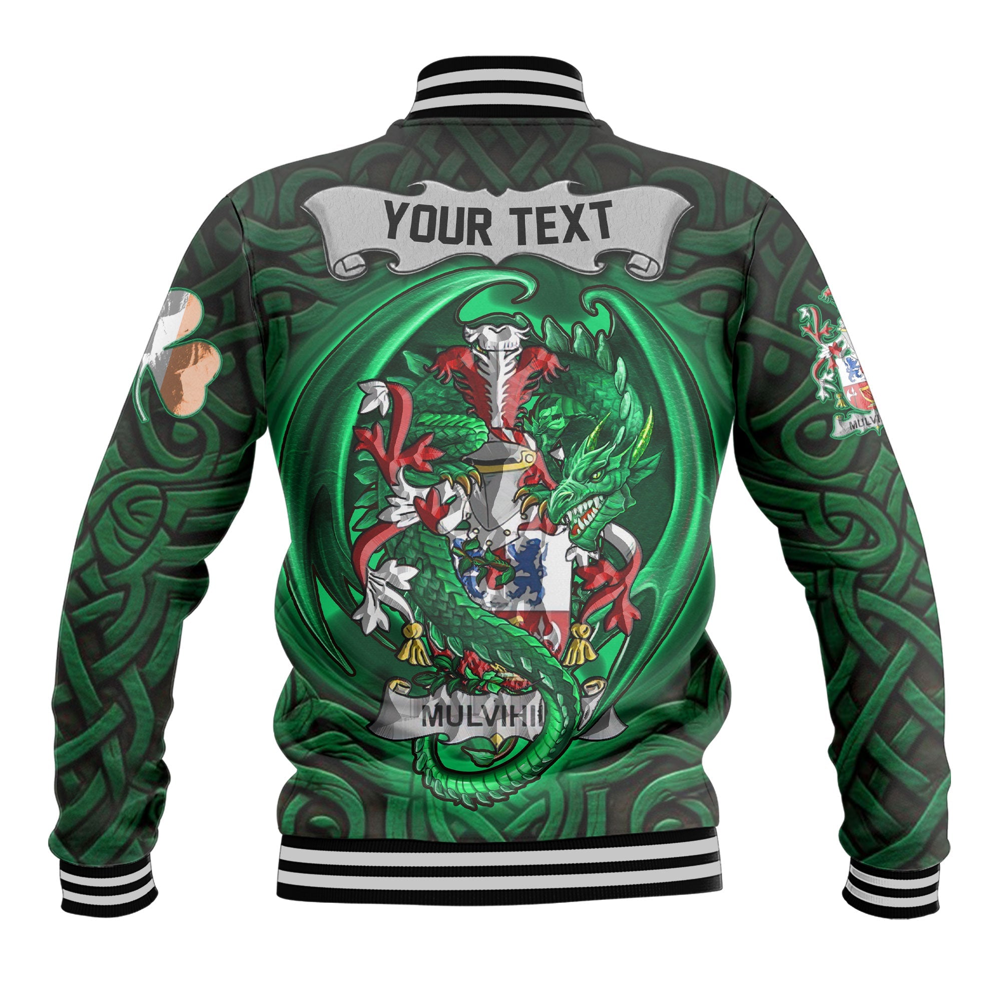 Mulvihill or O Mulvihill Baseball Jackets The Green Dragon Of Ireland Style