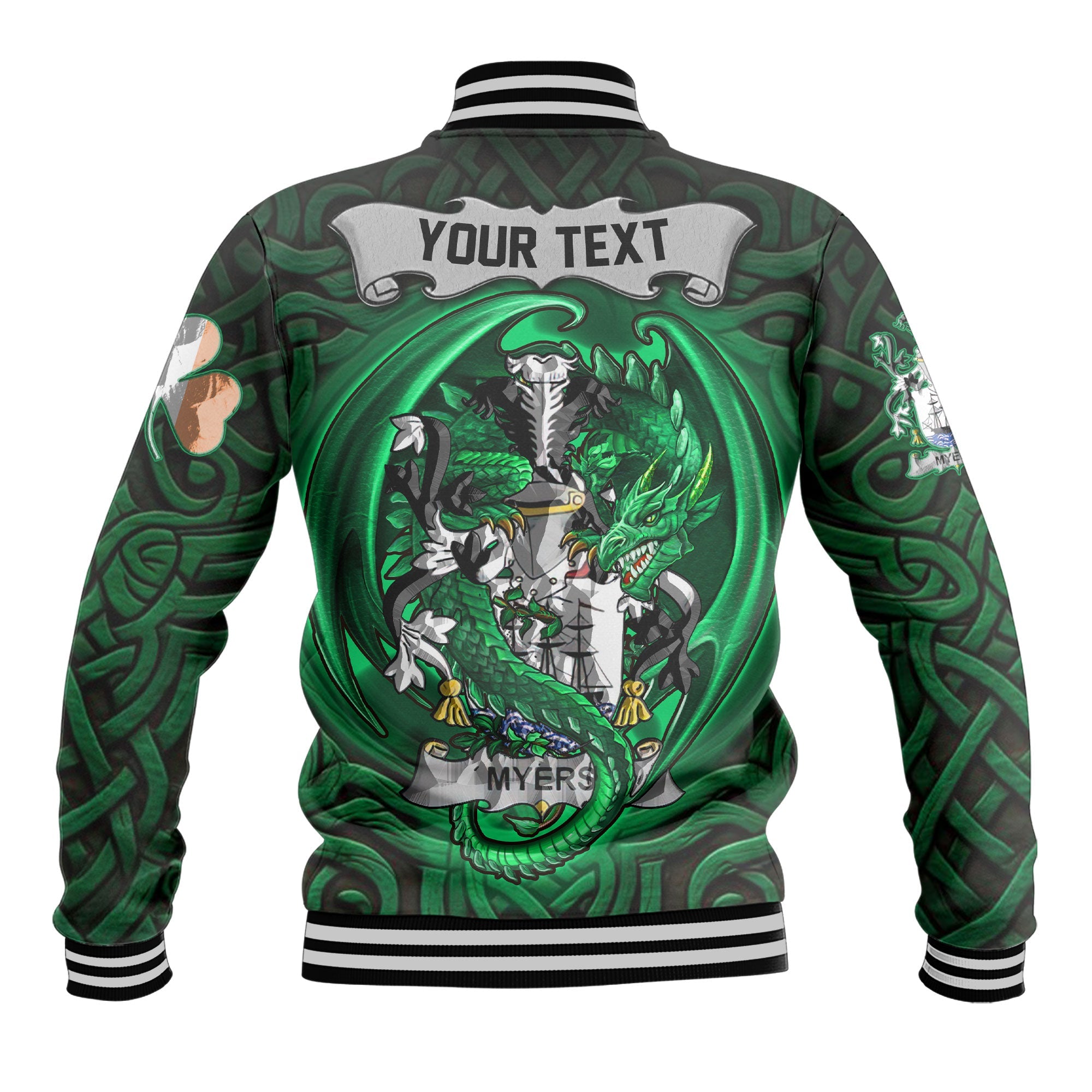 Myers Baseball Jackets The Green Dragon Of Ireland Style