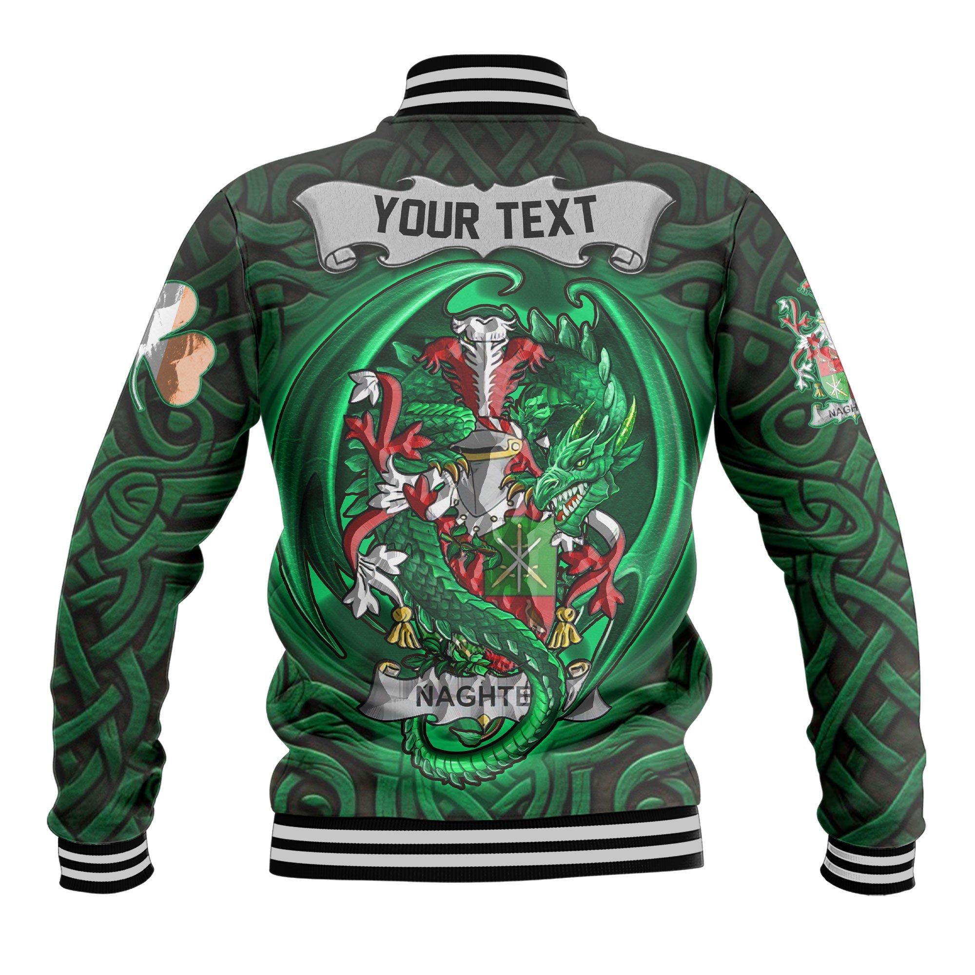 Naghten or O Naghten Baseball Jackets The Green Dragon Of Ireland Style