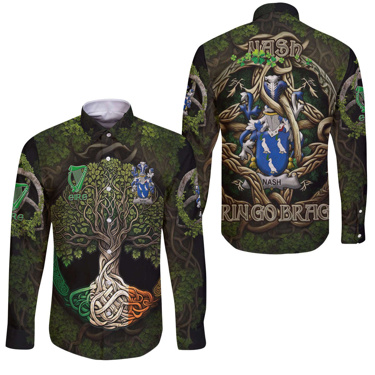 Nash or Naish Long Sleeve Button Shirts Ireland Is My Root Style