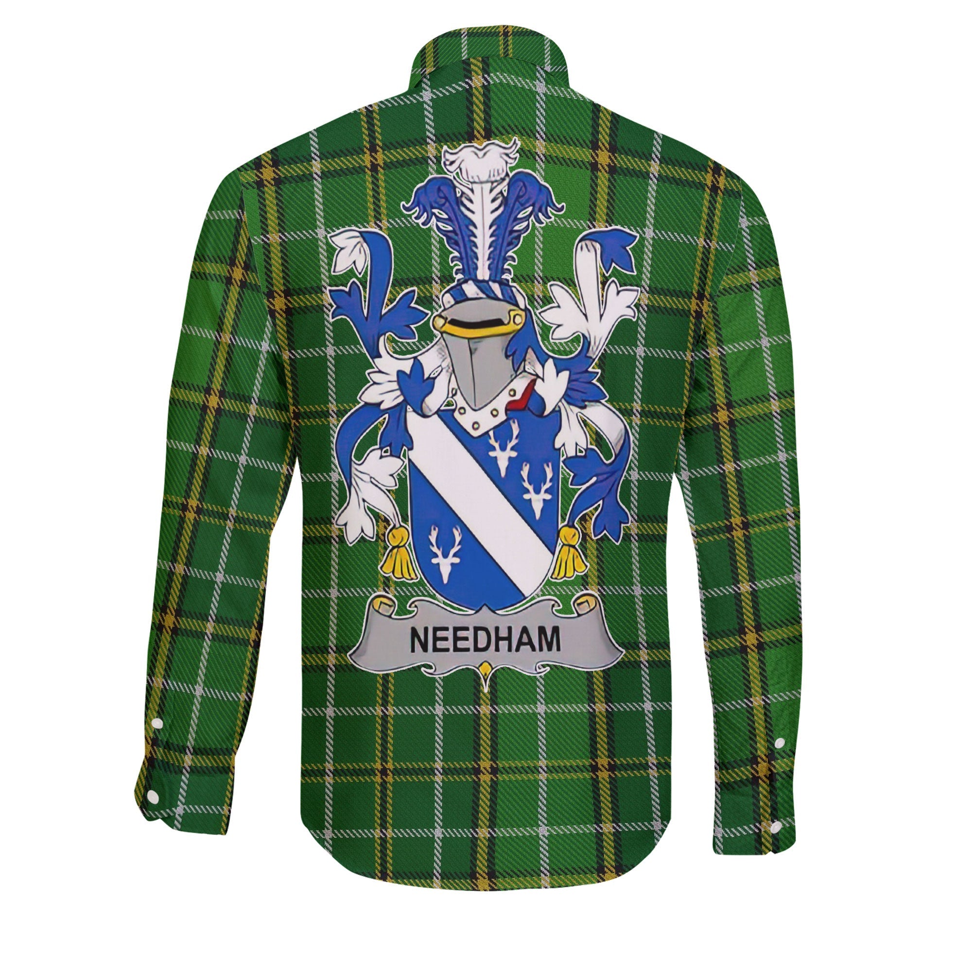 Needham or O Nee Long Sleeve Button Shirts Crest And National Plaid Style