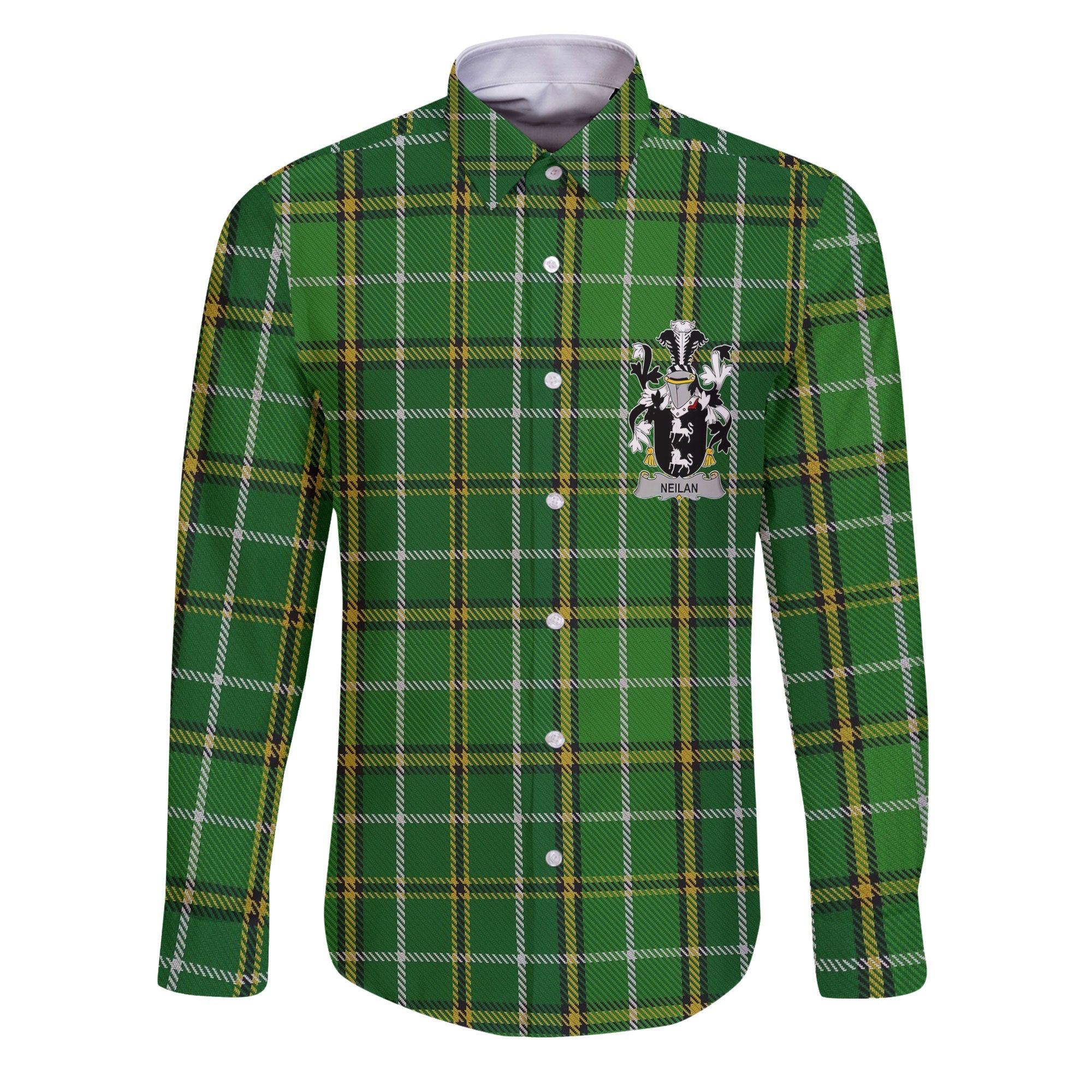 Neilan or O Neylan Long Sleeve Button Shirts Crest And National Plaid Style
