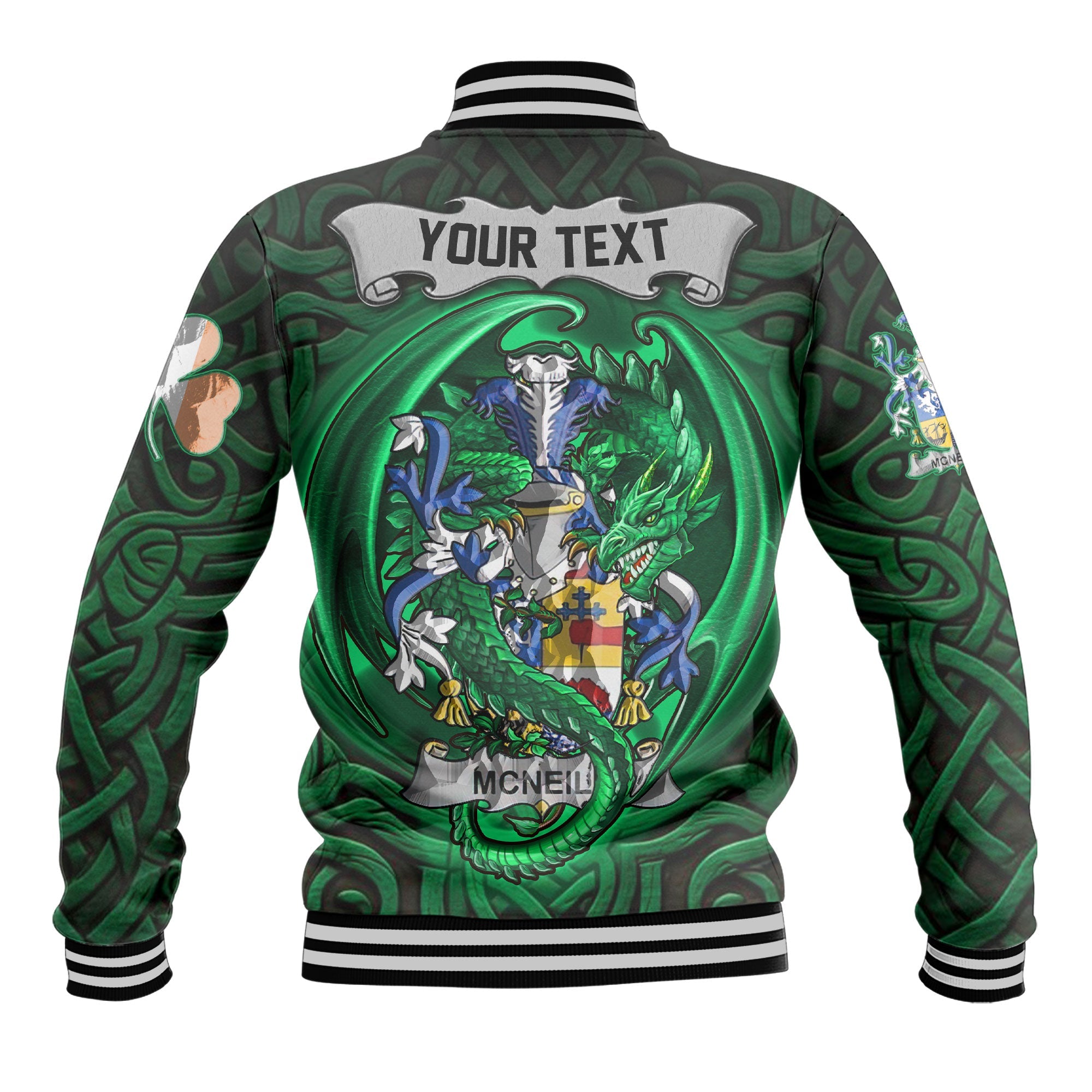 Neill or McNeill Baseball Jackets The Green Dragon Of Ireland Style
