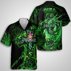 Neill or O Neill Hawaiian Shirts Celtic Cross And Dragon Style