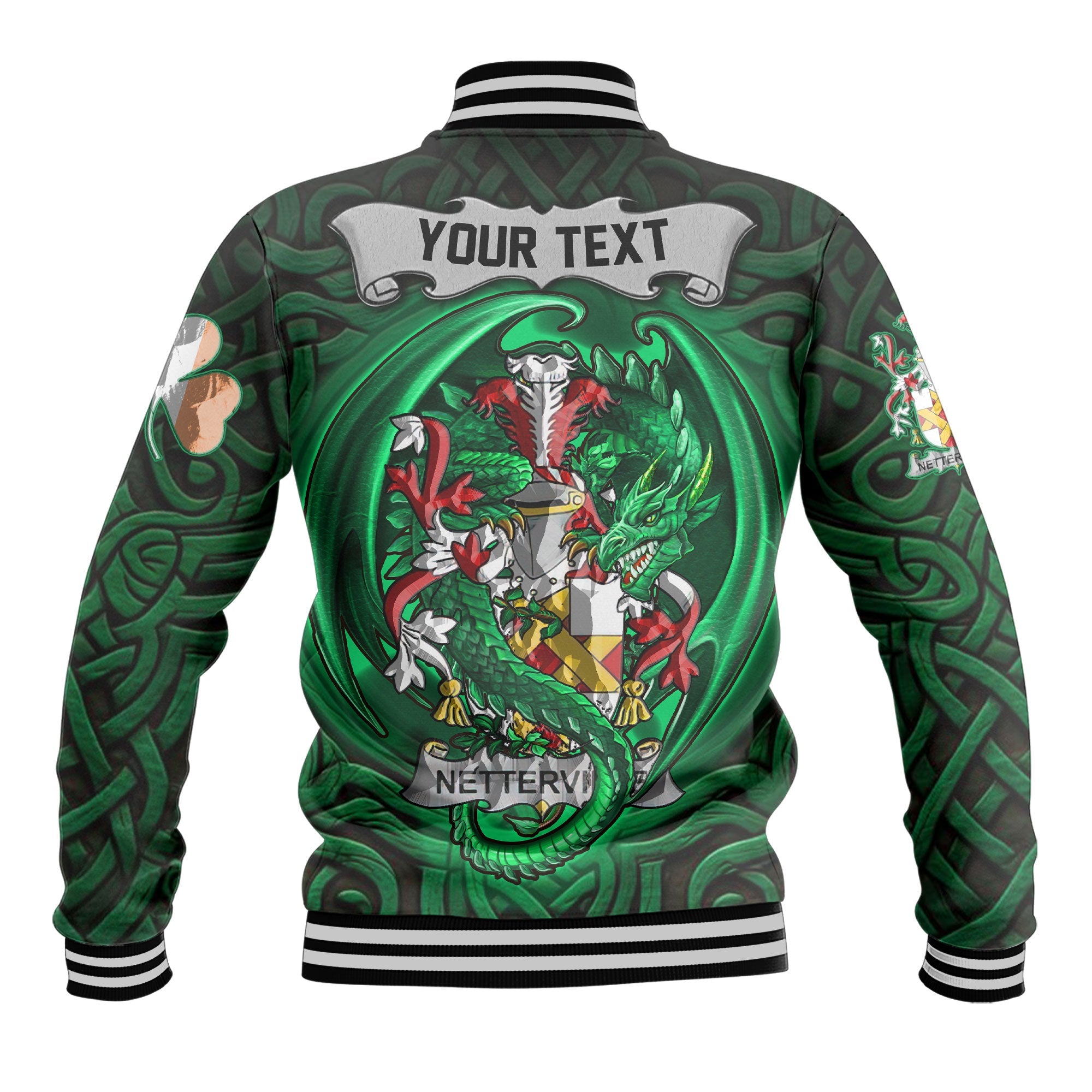 Netterville or Netterfield Baseball Jackets The Green Dragon Of Ireland Style