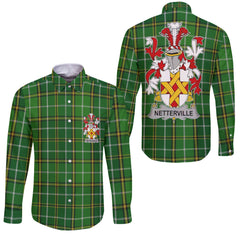 Netterville or Netterfield Long Sleeve Button Shirts Crest And National Plaid Style