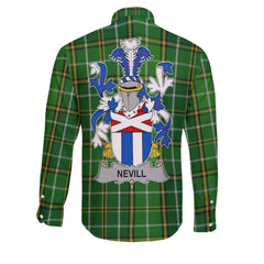 Nevill or Neville Long Sleeve Button Shirts Crest And National Plaid Style