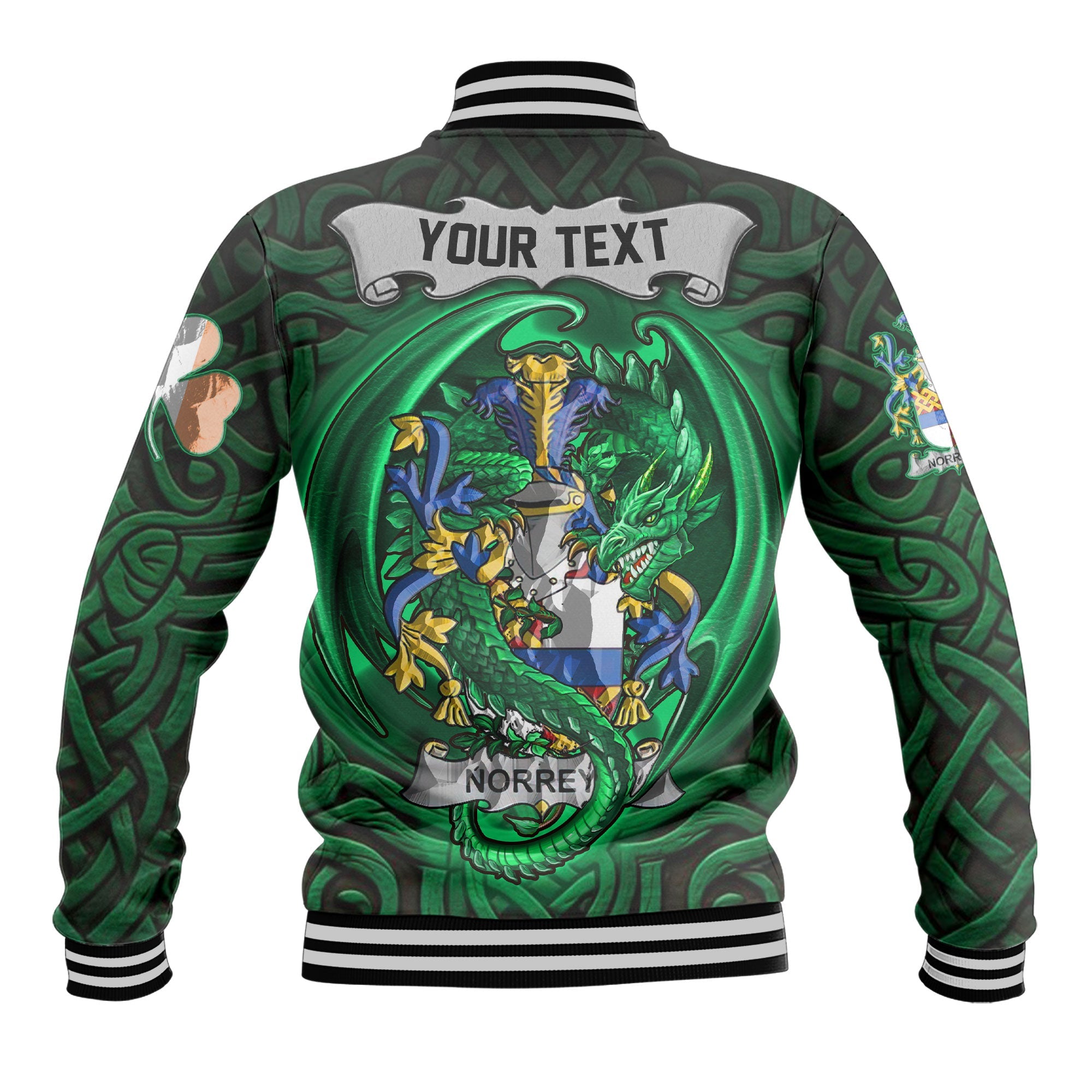 Norreys Baseball Jackets The Green Dragon Of Ireland Style