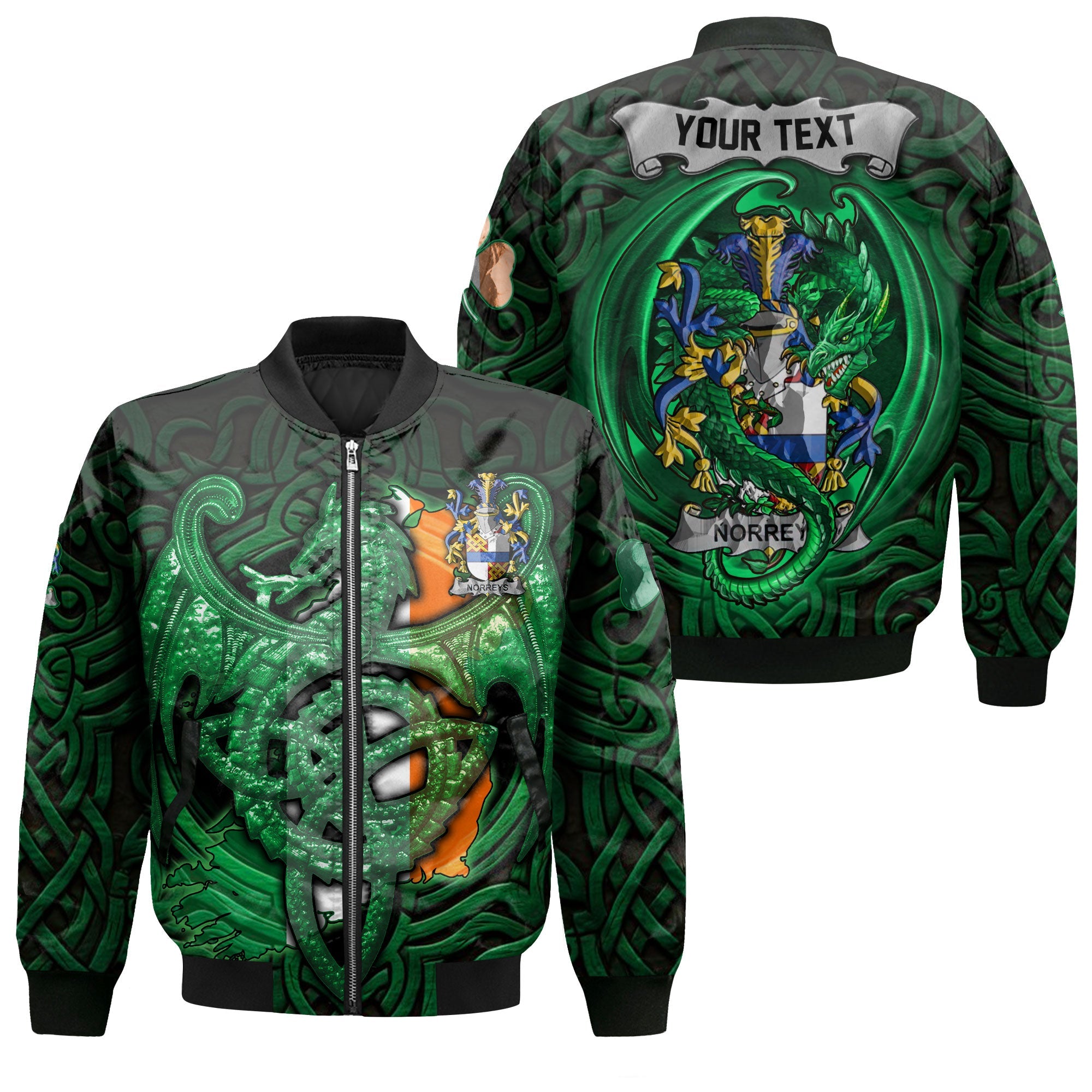 Norreys Bomber Jackets The Green Dragon Of Ireland Style