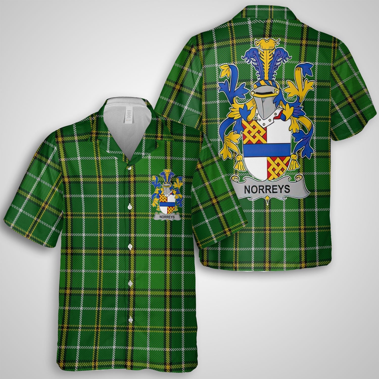 Norreys Hawaiian Shirts Crest And National Plaid Style