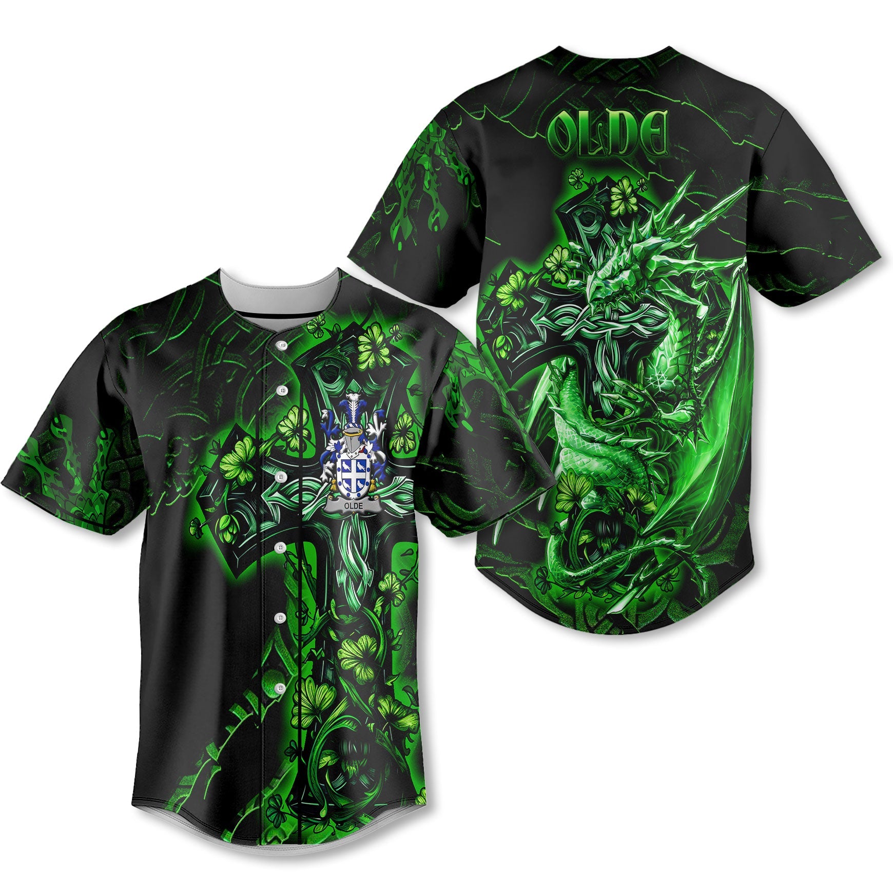 Olde Baseball Jerseys Celtic Cross And Dragon Style