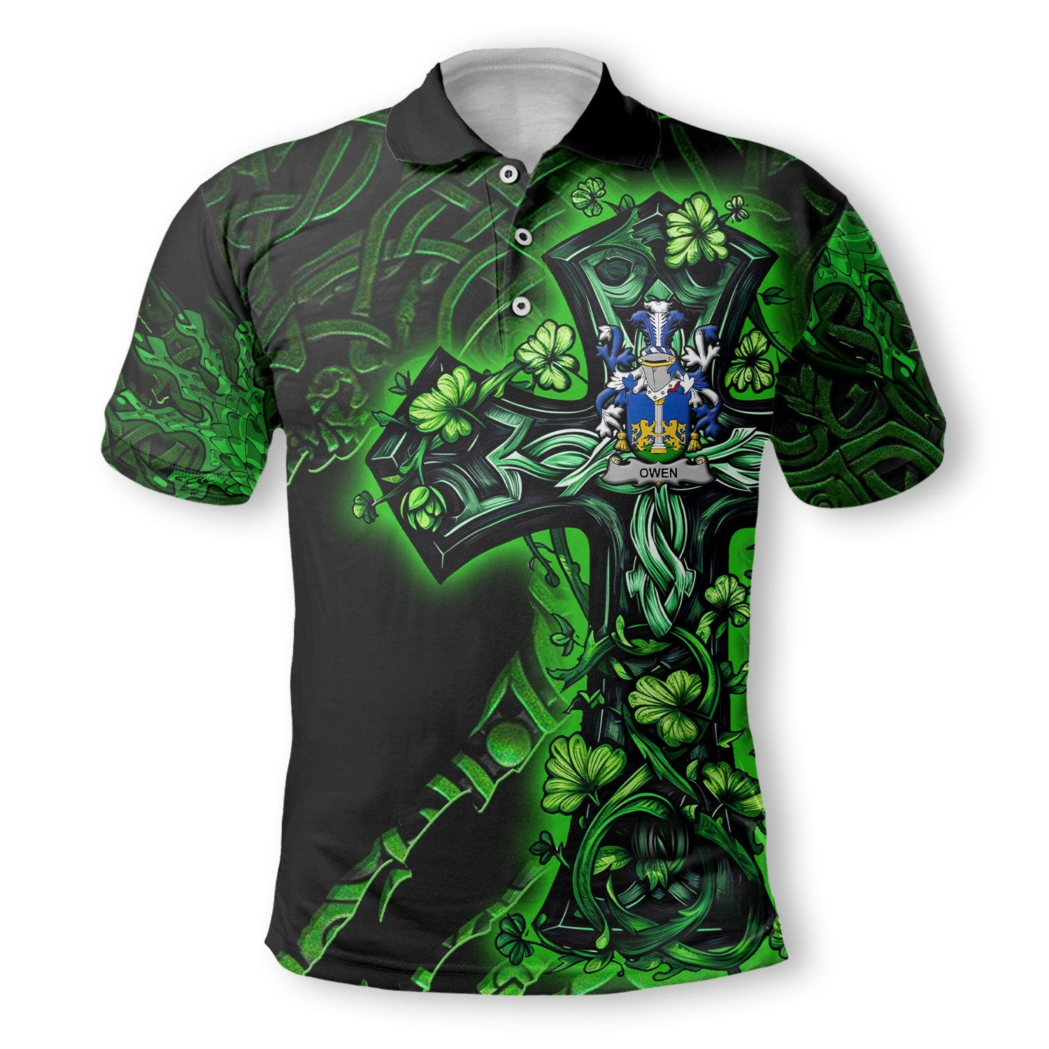 Owen Polo Shirts Celtic Cross And Dragon Style