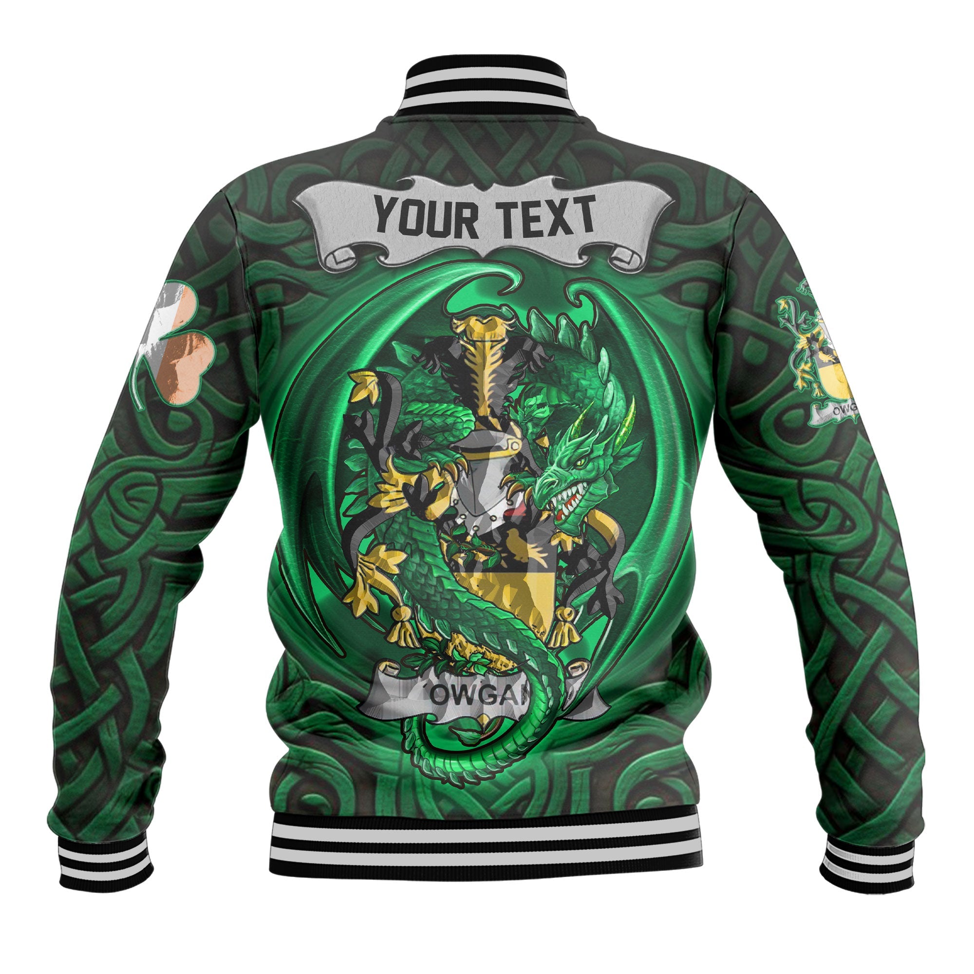 Owgan Baseball Jackets The Green Dragon Of Ireland Style