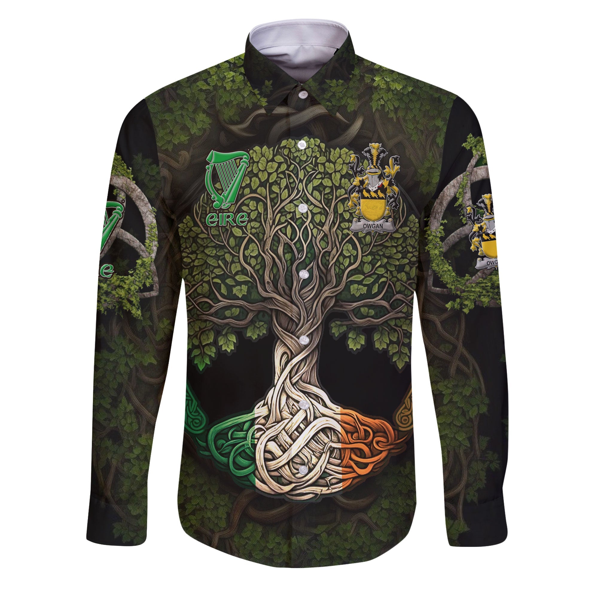 Owgan Long Sleeve Button Shirts Ireland Is My Root Style