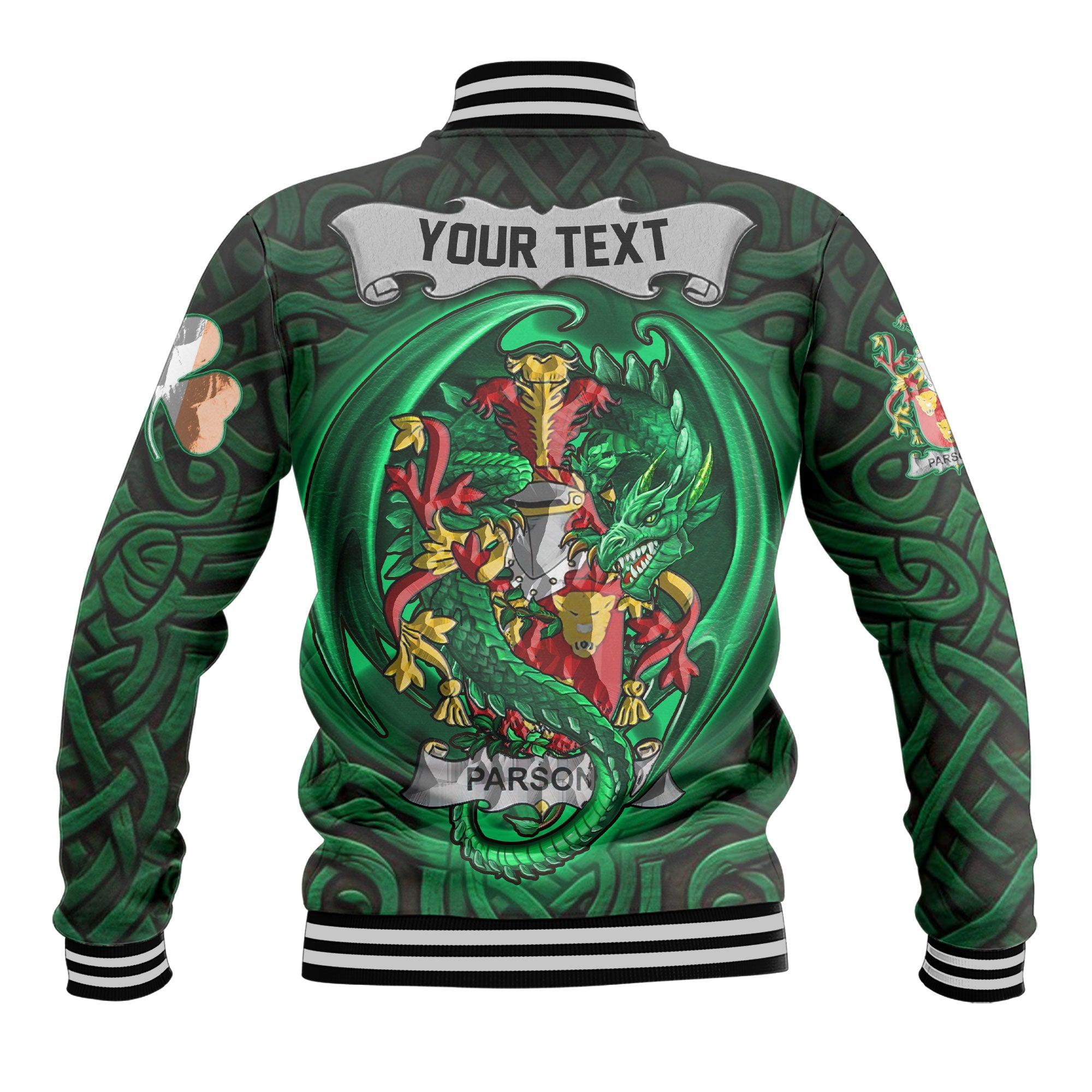 Parsons Baseball Jackets The Green Dragon Of Ireland Style