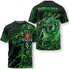 Parsons T-Shirts Celtic Cross And Dragon Style