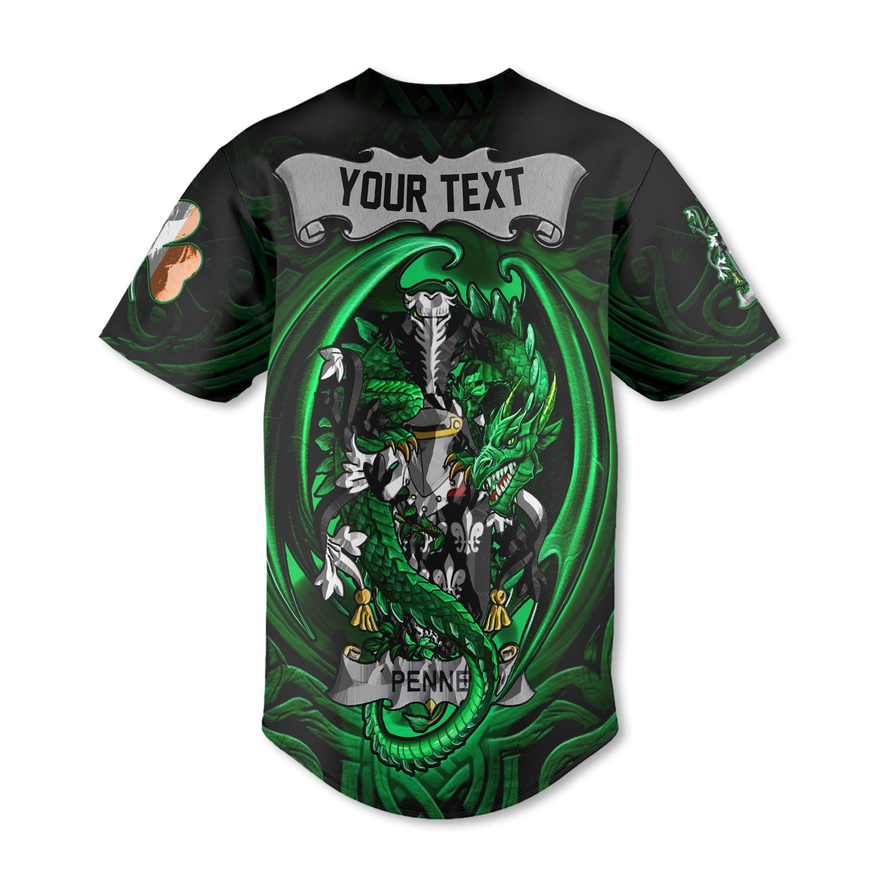 Penne or Penn Baseball Jerseys The Green Dragon Of Ireland Style