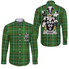 Penne or Penn Long Sleeve Button Shirts Crest And National Plaid Style