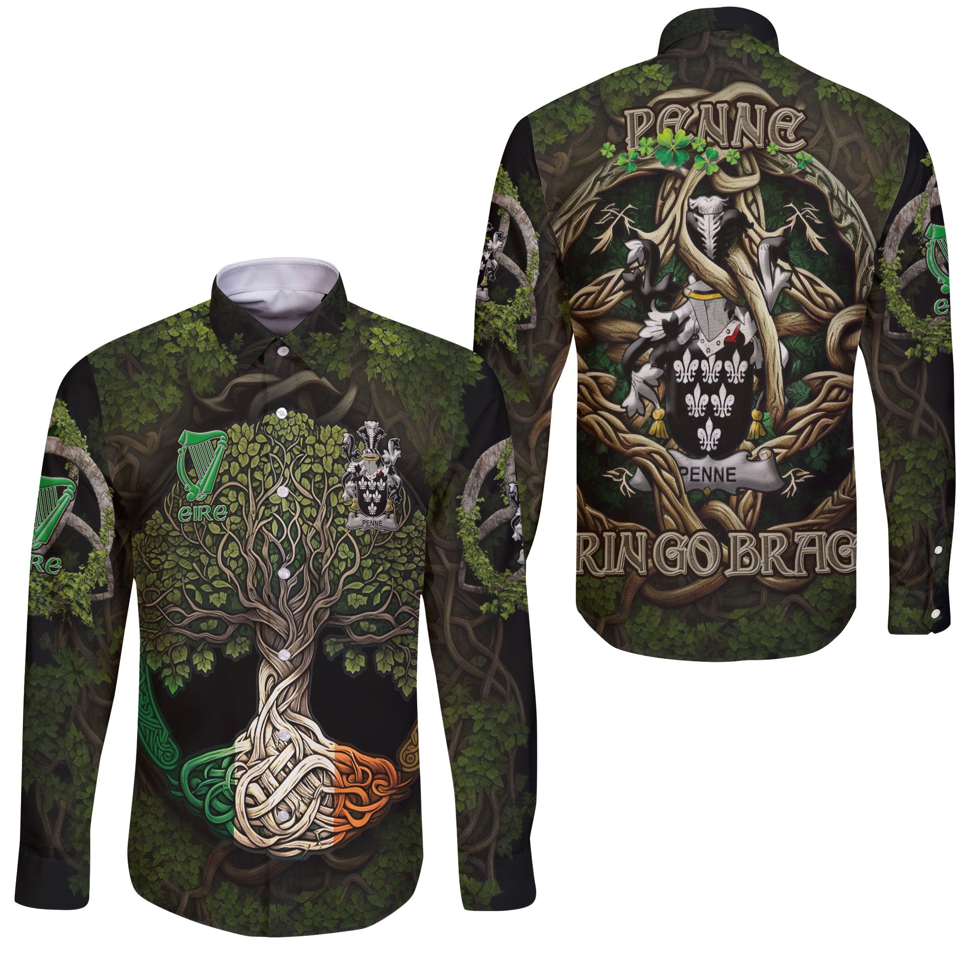 Penne or Penn Long Sleeve Button Shirts Ireland Is My Root Style
