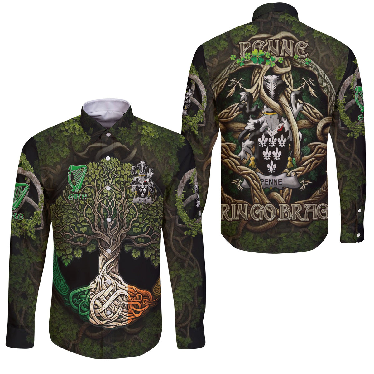Penne or Penn Long Sleeve Button Shirts Ireland Is My Root Style