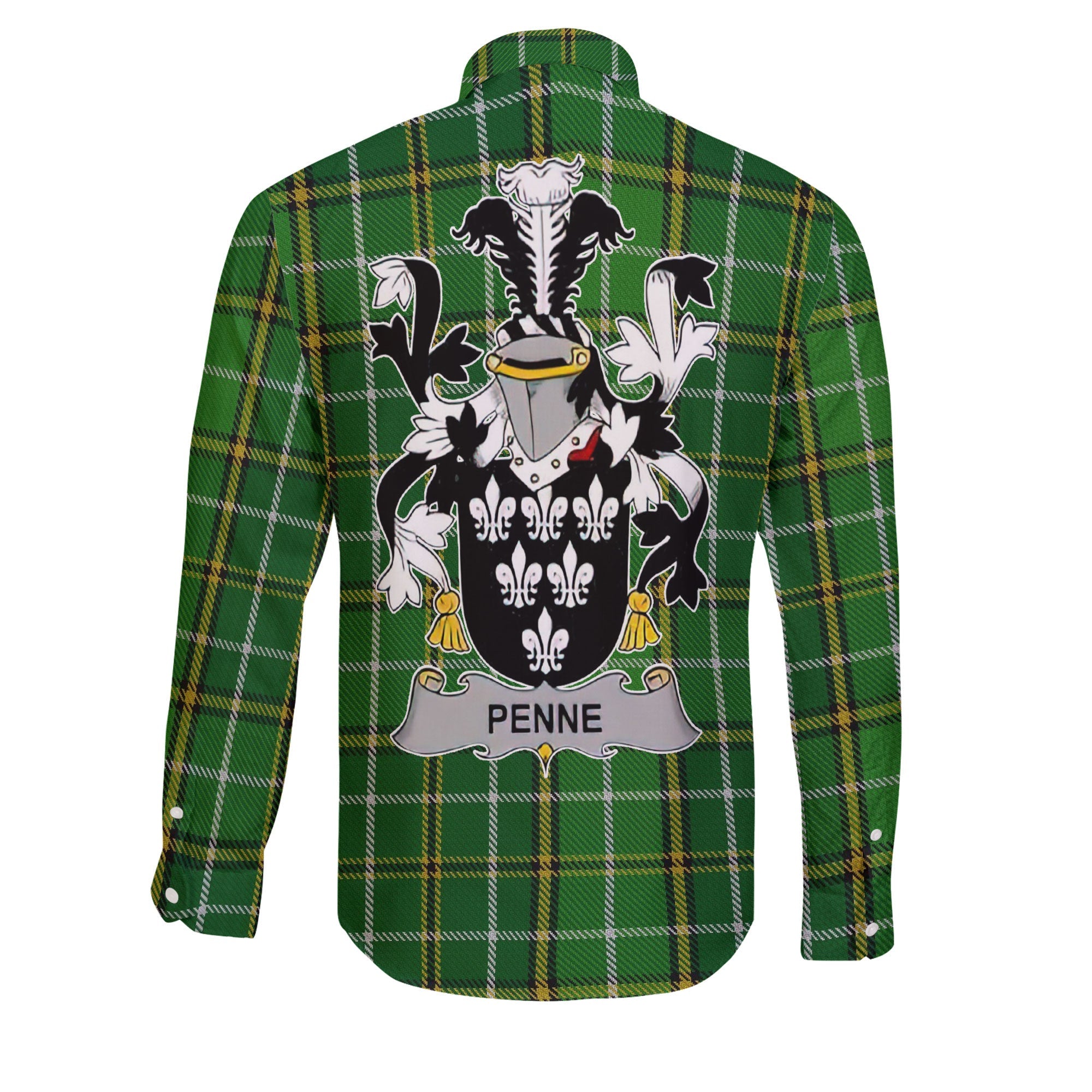 Penne or Penn Long Sleeve Button Shirts Crest And National Plaid Style