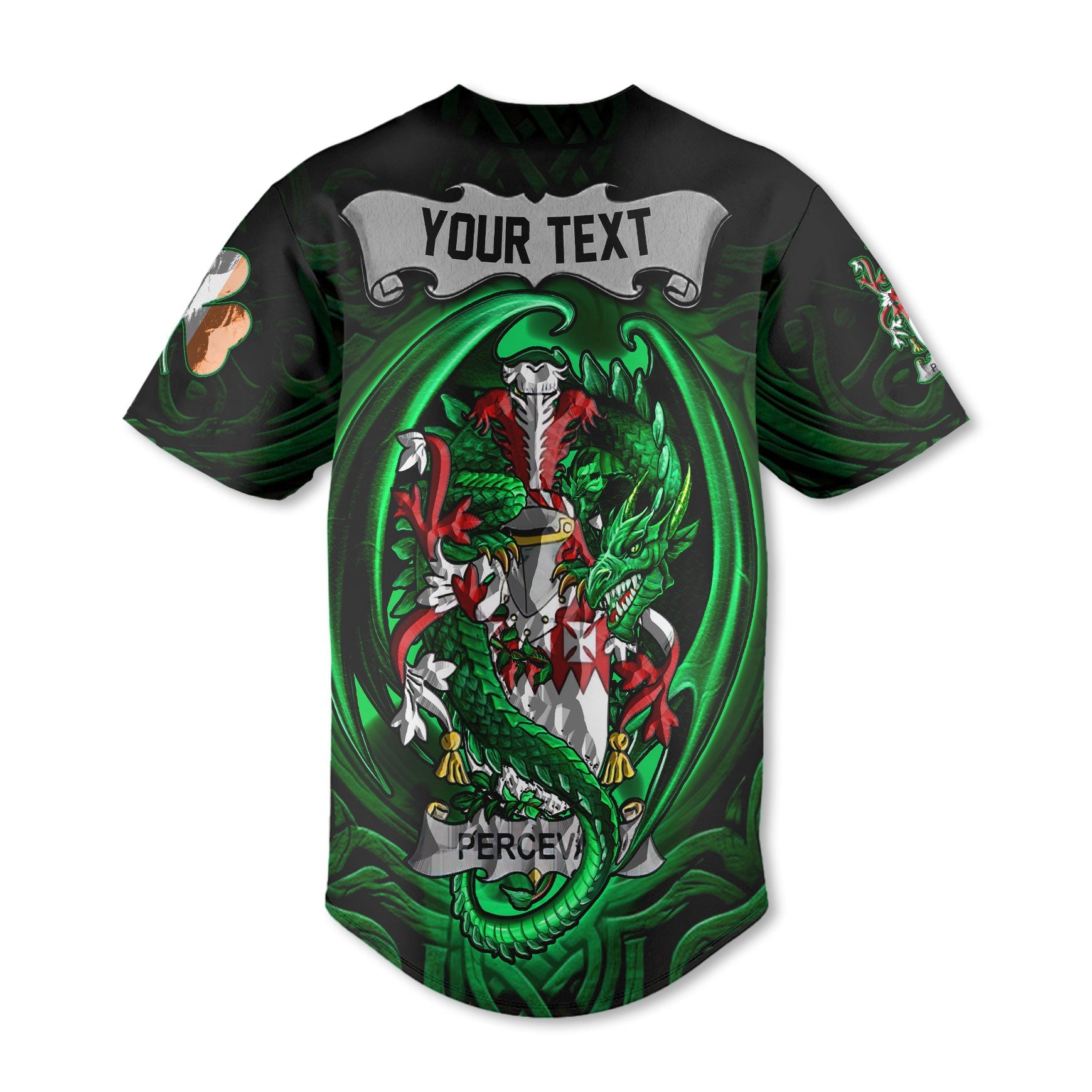 Perceval Baseball Jerseys The Green Dragon Of Ireland Style