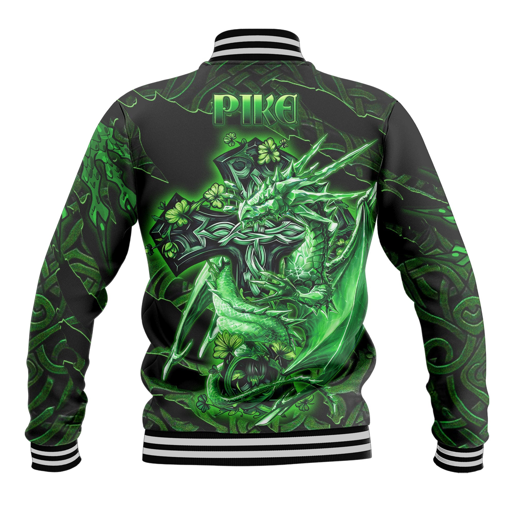 Pike Baseball Jackets Celtic Cross And Dragon Style