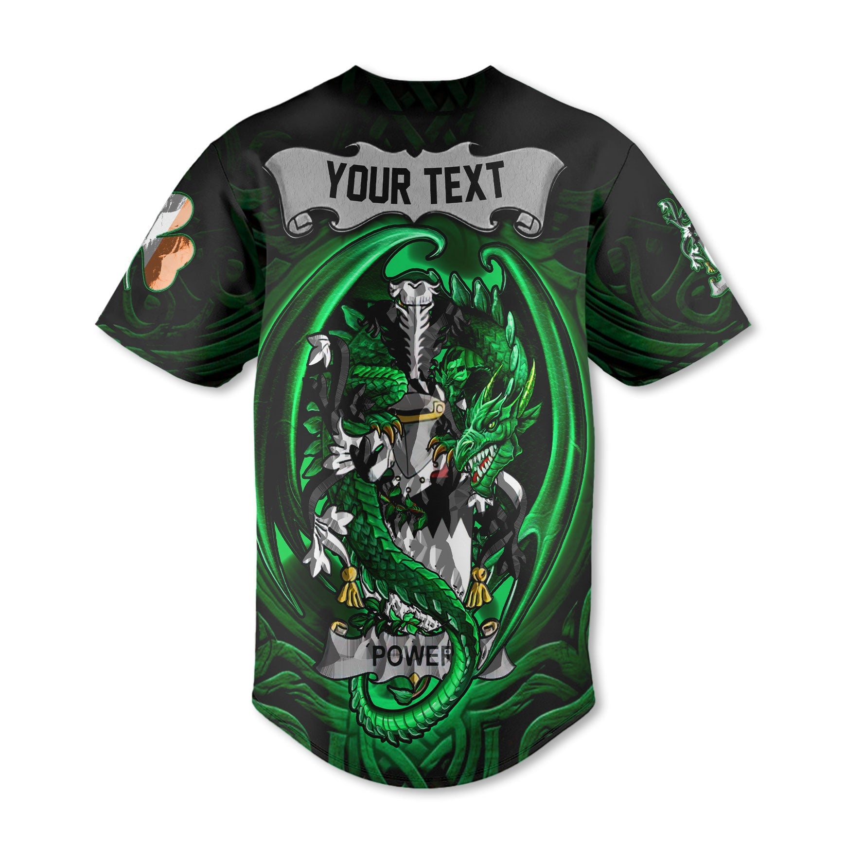 Power Baseball Jerseys The Green Dragon Of Ireland Style