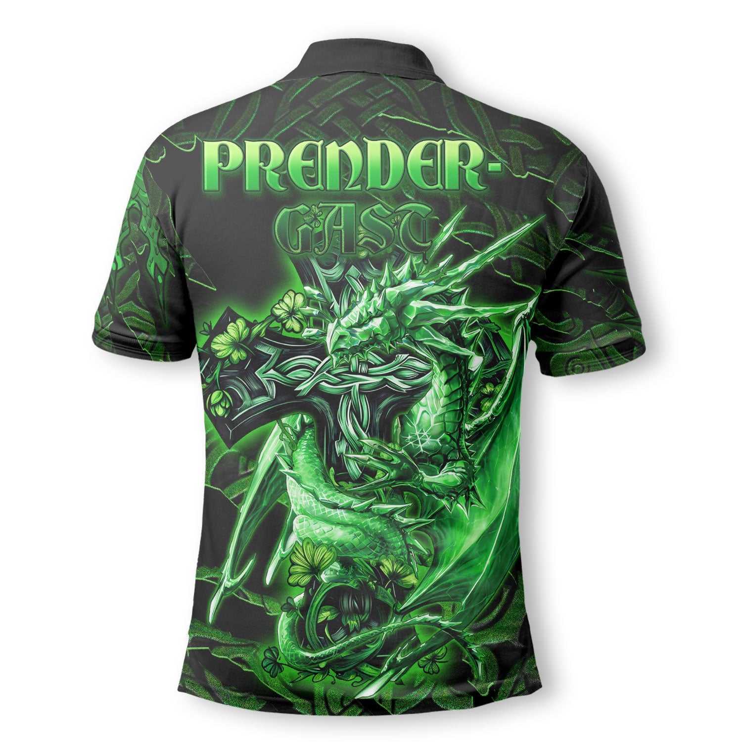 Prendergast Polo Shirts Celtic Cross And Dragon Style